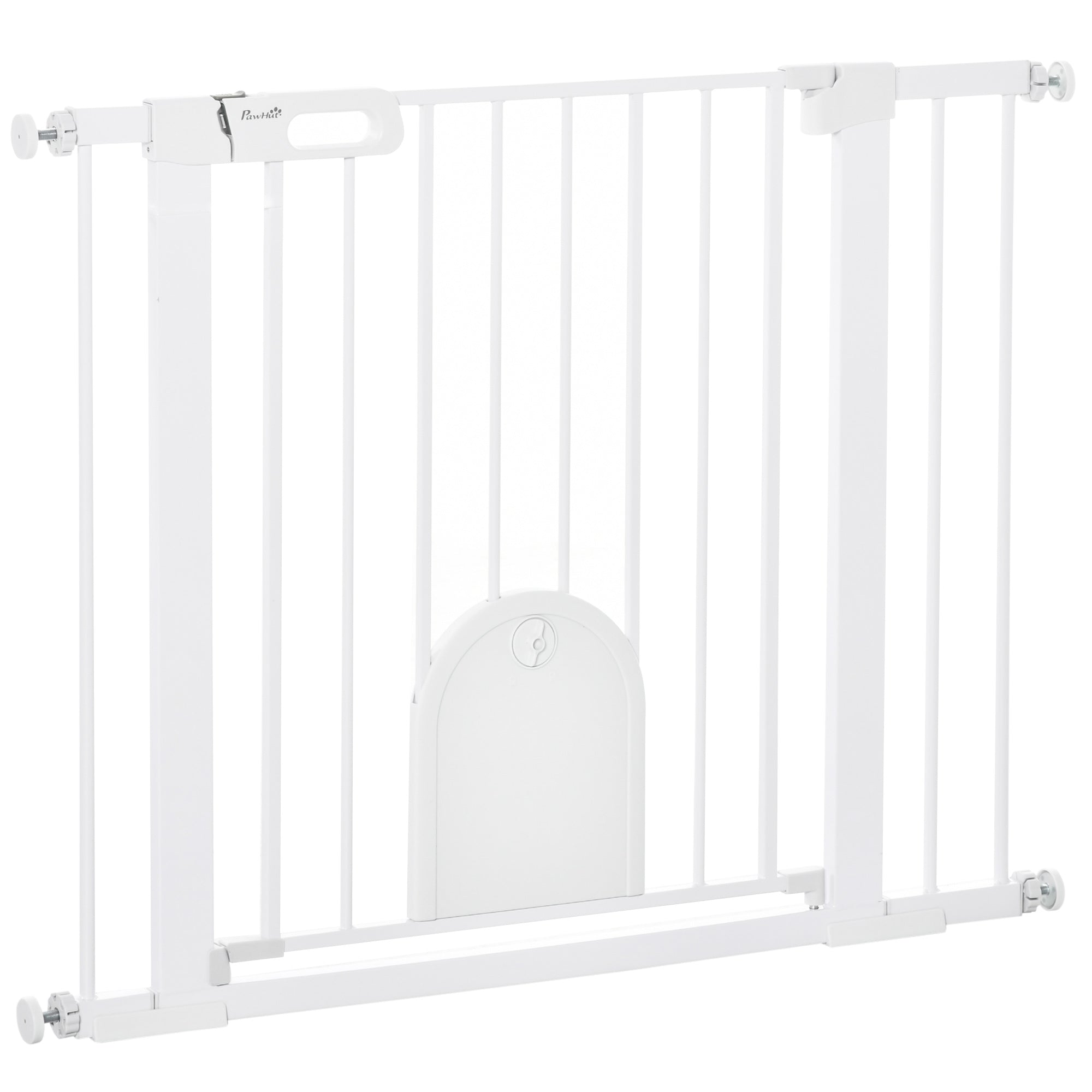 Dog Pet Safety Gate 75-103 cm for Stairs and Doors with 2 Extensions Automatic Lock and Double Lock System White