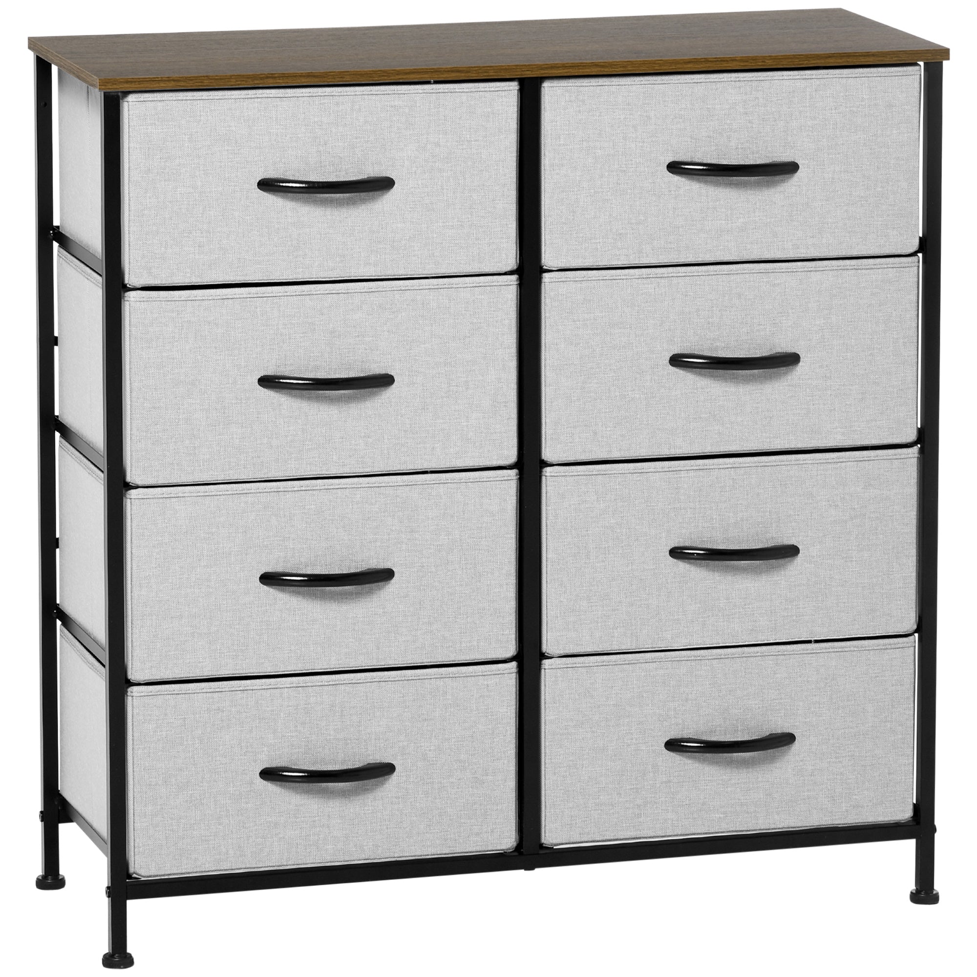 Chest of Drawers Sideboard with 8 Foldable Fabric Drawers, Drawer Cabinet with Worktop, Handle, Multi-Purpose Cabinet with Anti-Tip Device, for Living Room Bedroom, Gray