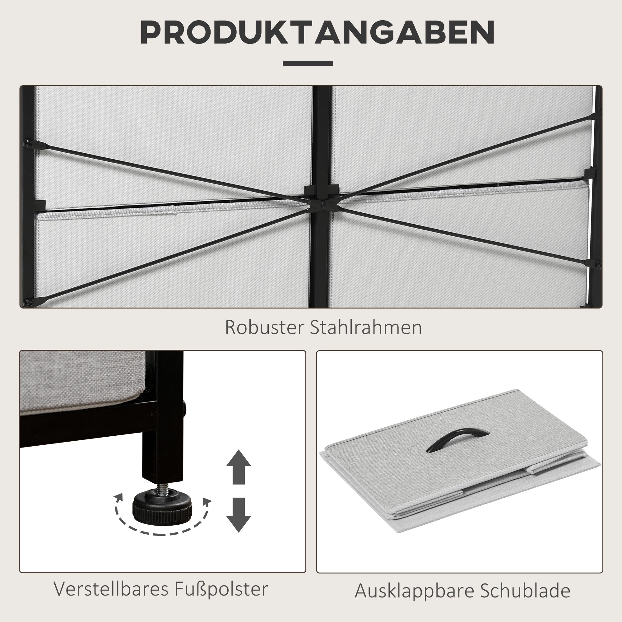 Chest of Drawers Sideboard with 8 Foldable Fabric Drawers, Drawer Cabinet with Worktop, Handle, Multi-Purpose Cabinet with Anti-Tip Device, for Living Room Bedroom, Gray