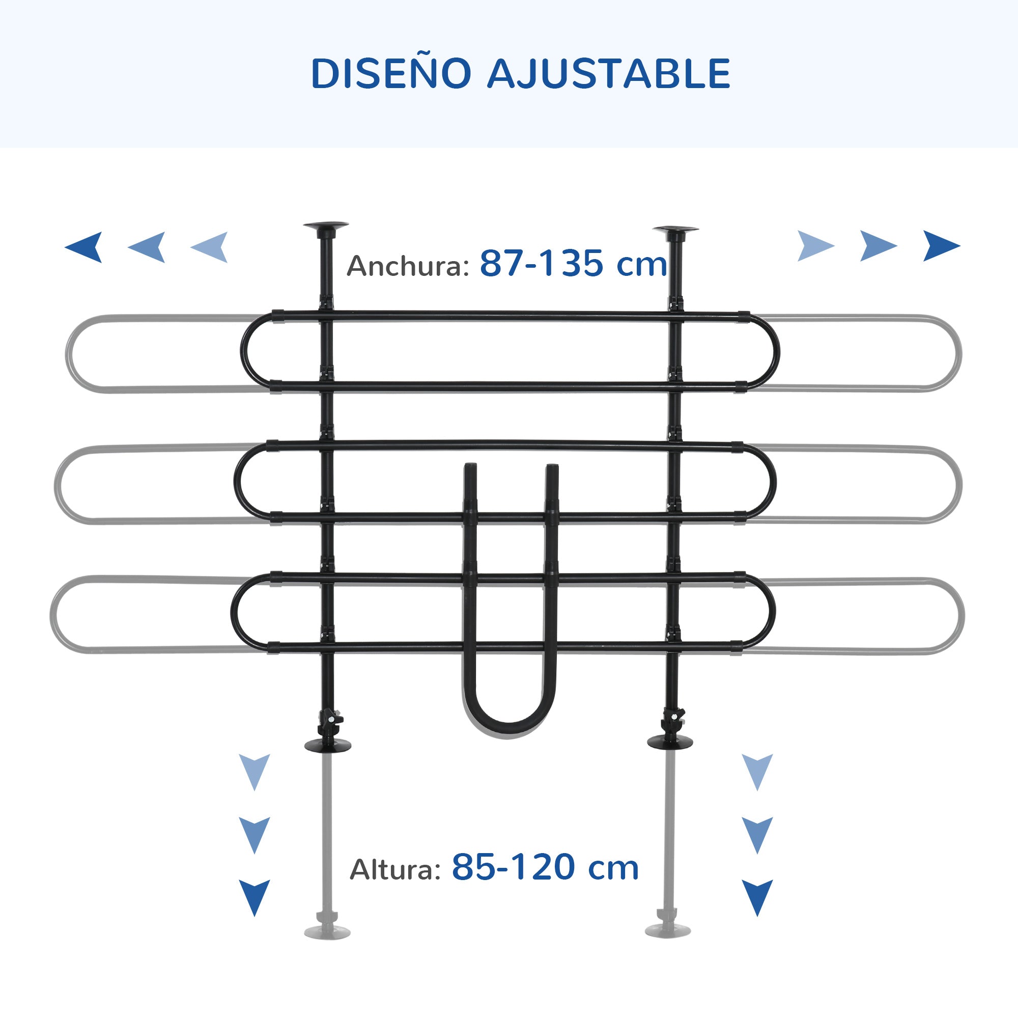 Adjustable Car Divider for Dogs Width and Height 87-135 x 85-120 cm Universal Steel Protective Grid for Car Trunk Luggage Black