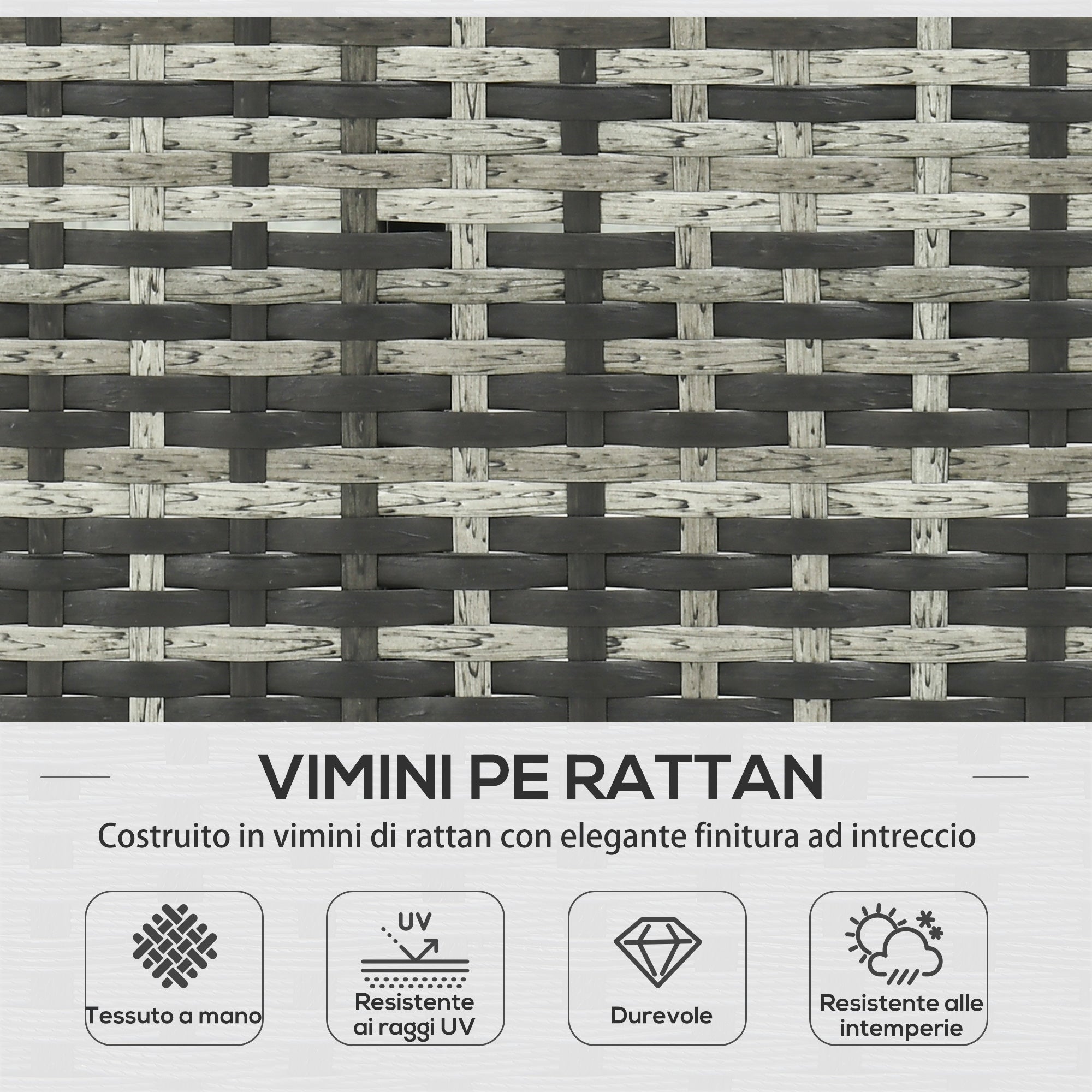 Garden Lounge Set with 2-Seater Sofa, Chaise Longue, and Coffee Table, PE Rattan and Glass Garden Set with Cushions, Gray