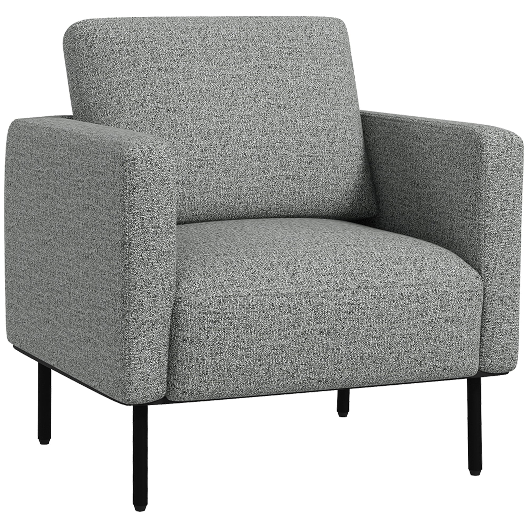 Fabric Lounge Chair 1-Seater Fabric Upholstered Armchair with Steel Legs Comfortable Chair for Living Room Bedroom Living Room Office Interior 79 x 76 x 65 cm Gray Black