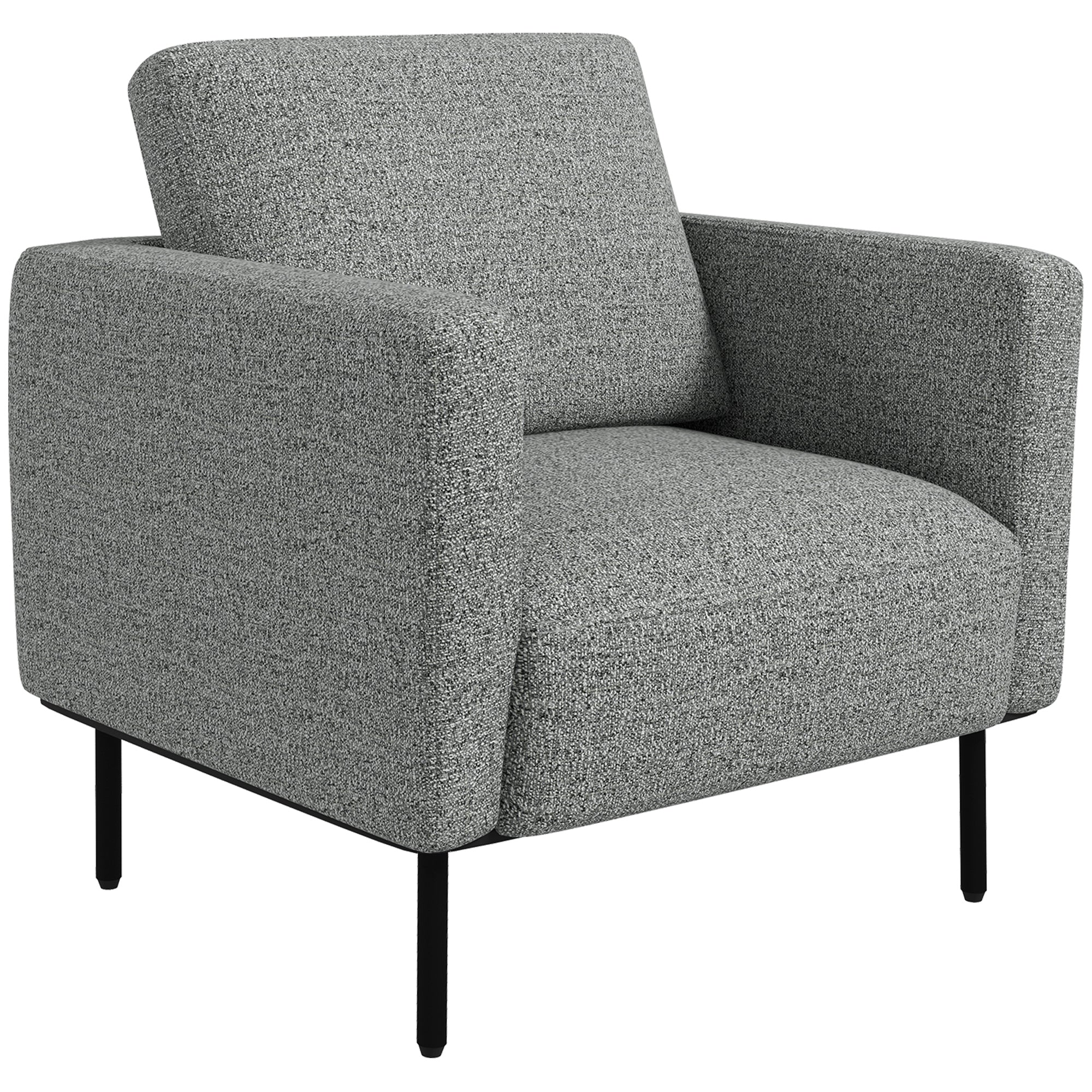 Fabric Lounge Chair 1-Seater Fabric Upholstered Armchair with Steel Legs Comfortable Chair for Living Room Bedroom Living Room Office Interior 79 x 76 x 65 cm Gray Black
