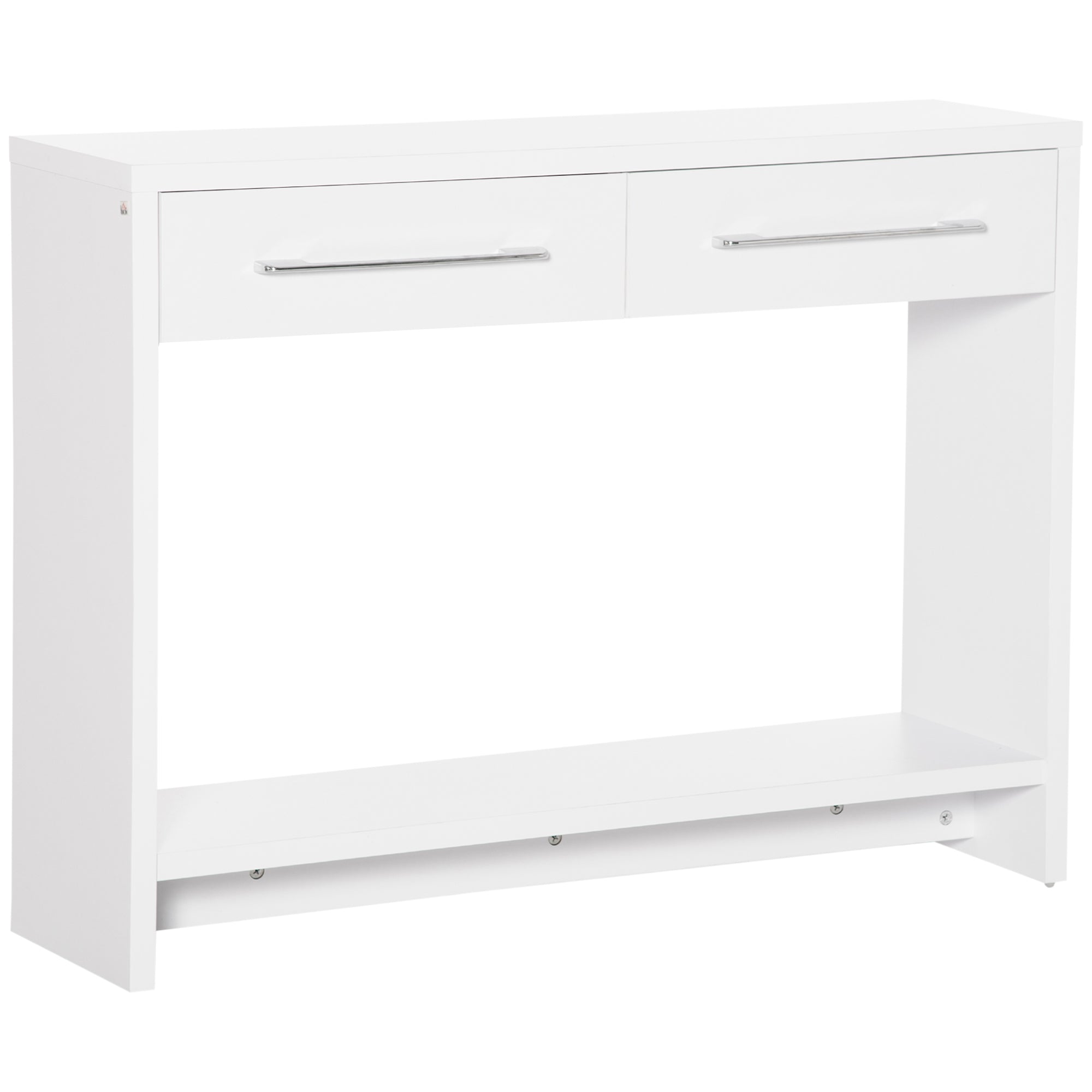 Console Table Entry Table with 2 Drawers and Storage Shelf Hallway Console Table for Living Room Modern Style Anti-Tip 50 kg Capacity 101.6x28x76.2 cm White