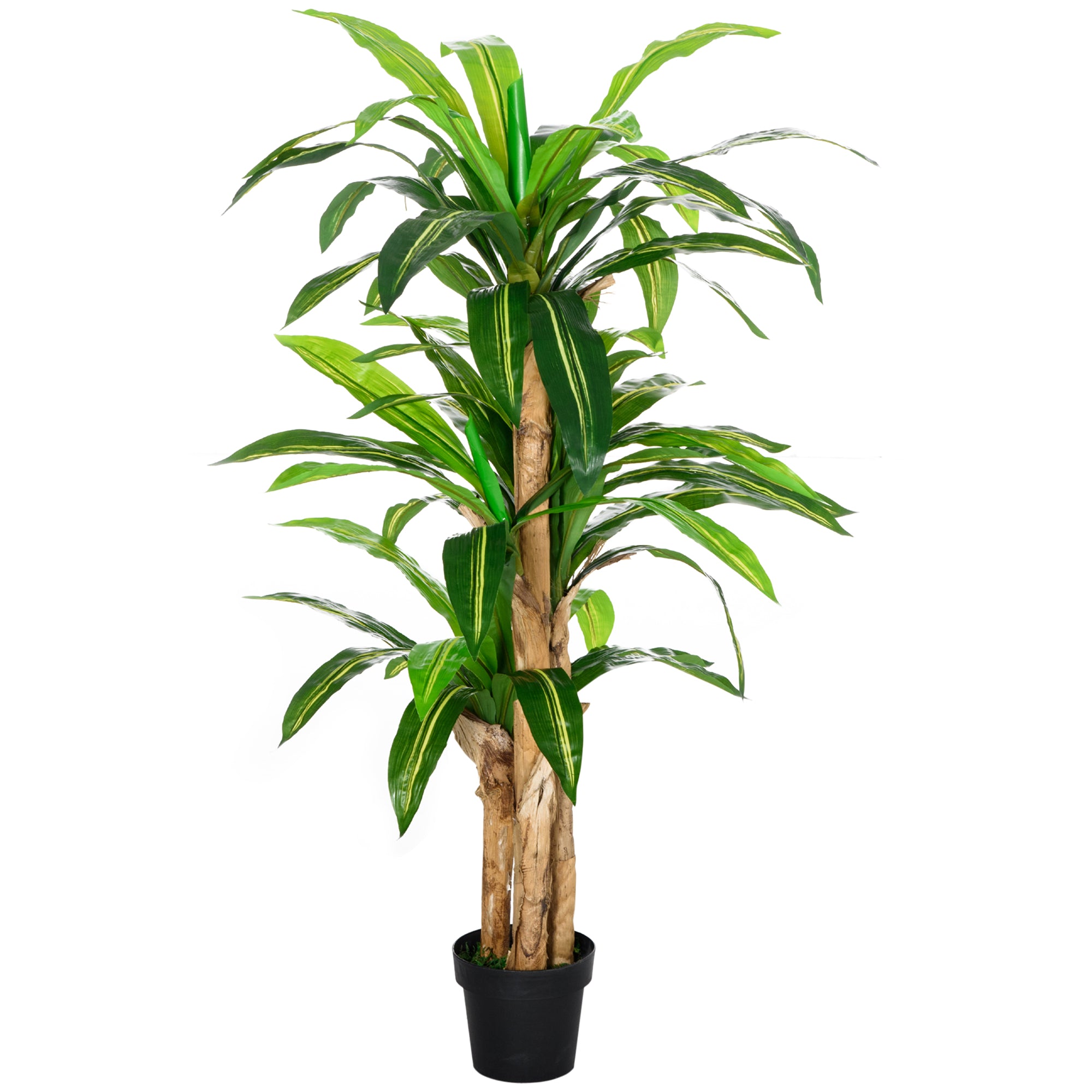 Artificial Dracaena 160 cm with Pot Artificial Plant with 66 Moss Leaves Tropical Tree for Garden Balcony Office Living Room Ø20x160 cm Green