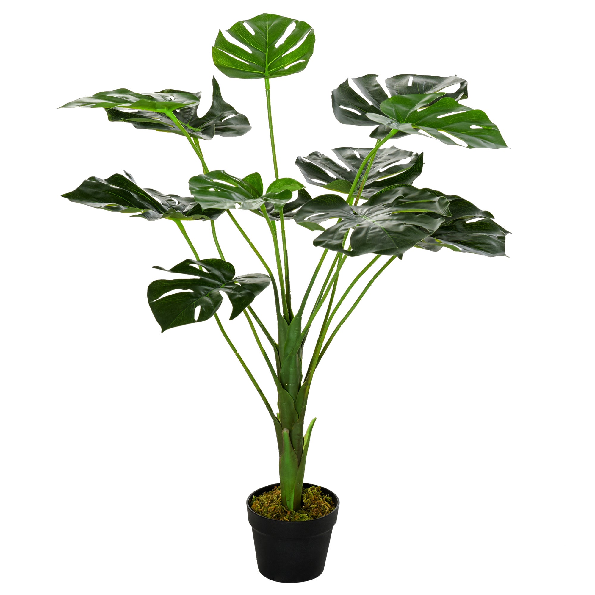 Artificial Plant Monstera Model Artificial Tree with 13 Leaves in Cement Pot, Indoor or Outdoor, Dim. Ø16 x 85H cm