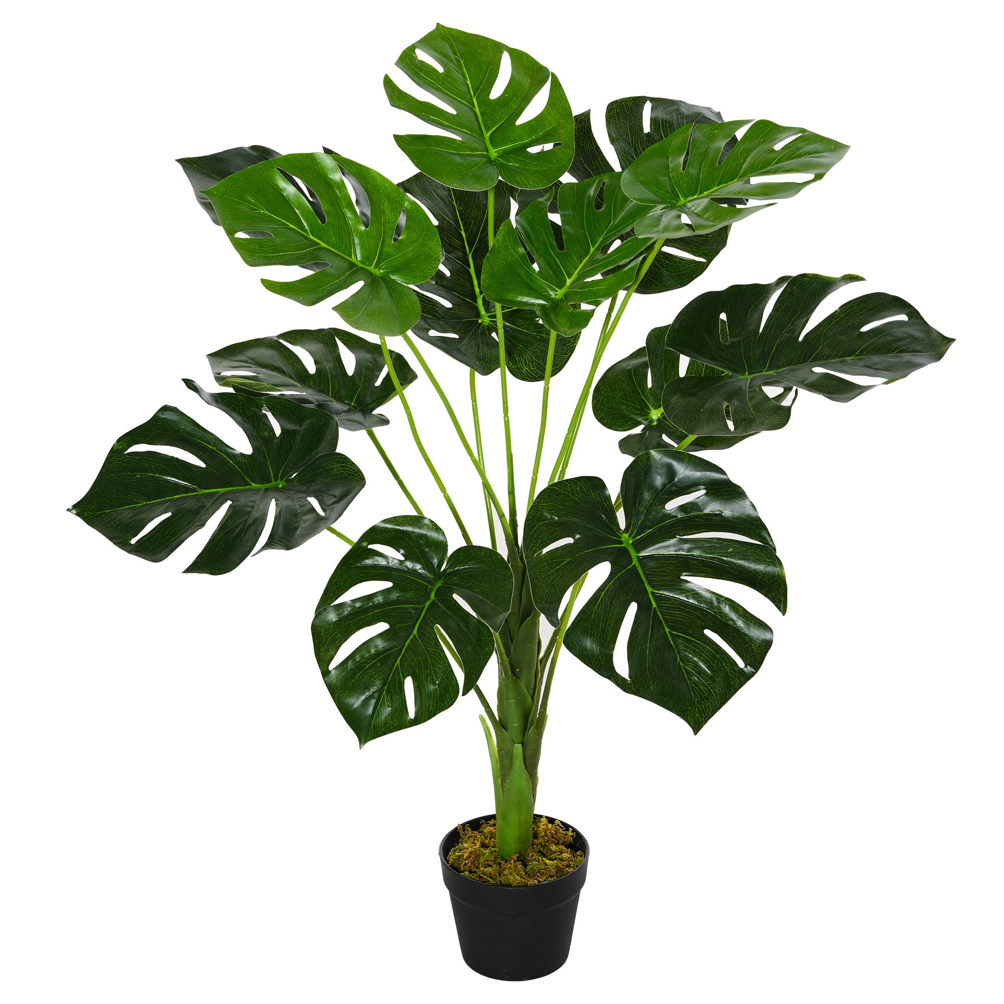 Artificial Plant Monstera Model Artificial Tree with 13 Leaves in Cement Pot, Indoor or Outdoor, Dim. Ø16 x 85H cm