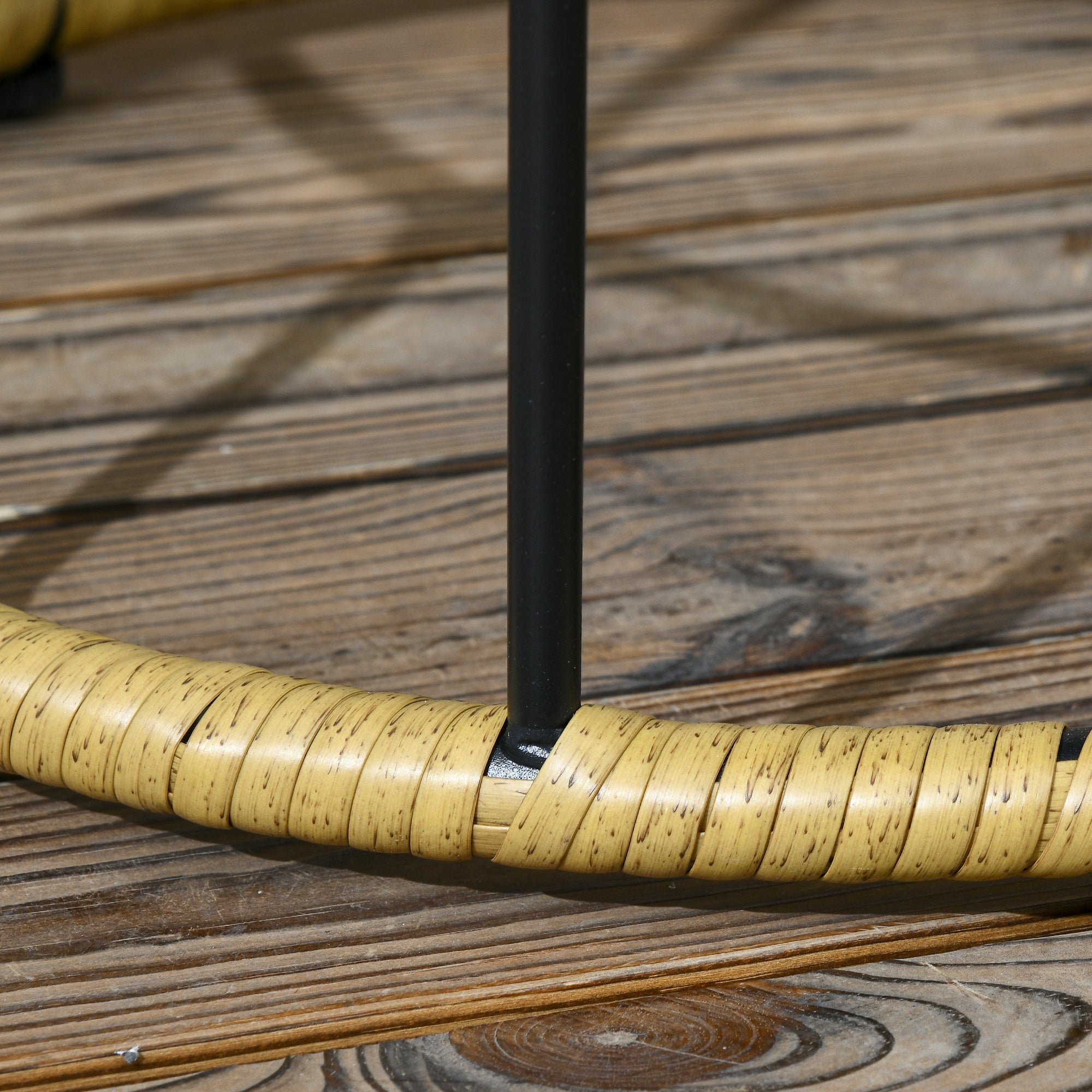 Rattan Side Table 2-Piece Set, Coffee Table, Stackable End Table, Hand-woven Coffee Table for Garden, Balcony, Steel, Khaki