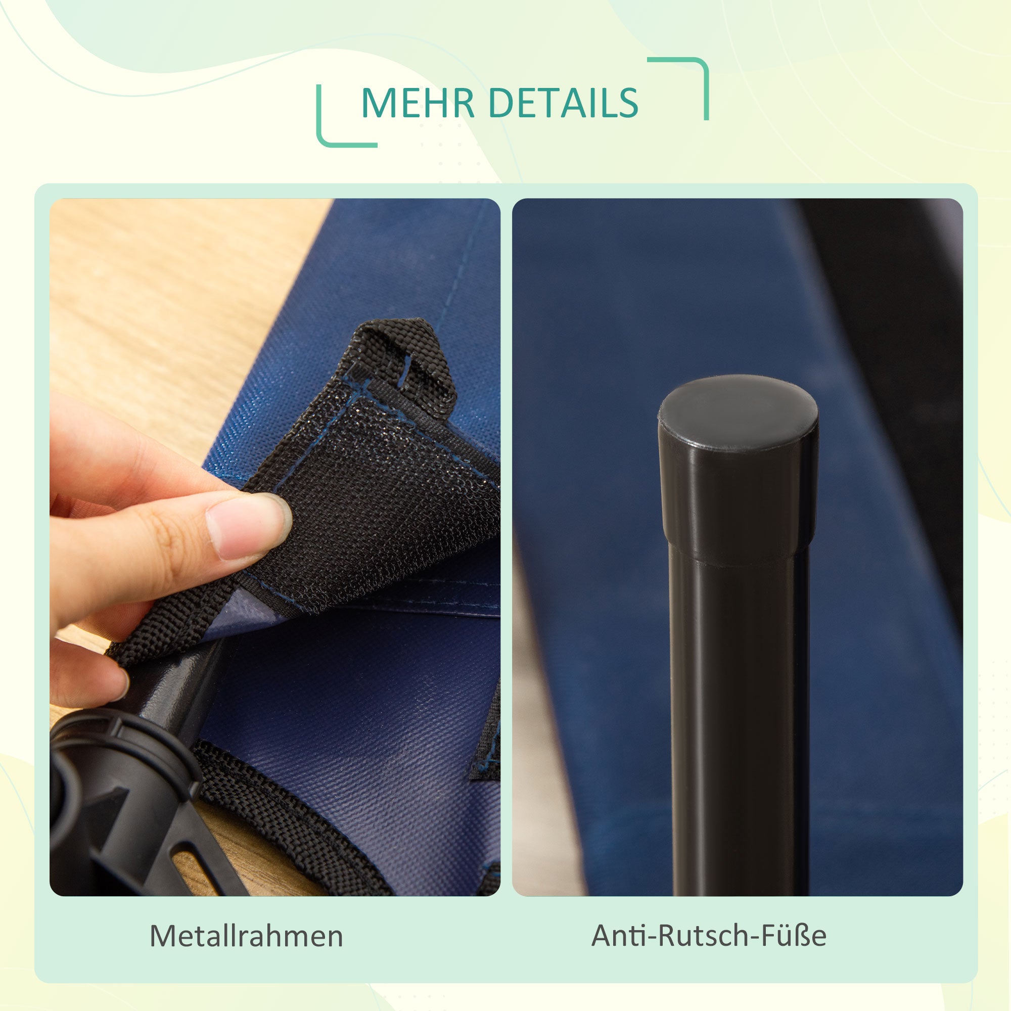 Dog Bed Pet Cot Outdoor Cat Bed Pet Bed Sleeping Place Steel 600D Oxford Fabric Blue 76 x 61 x 18 cm