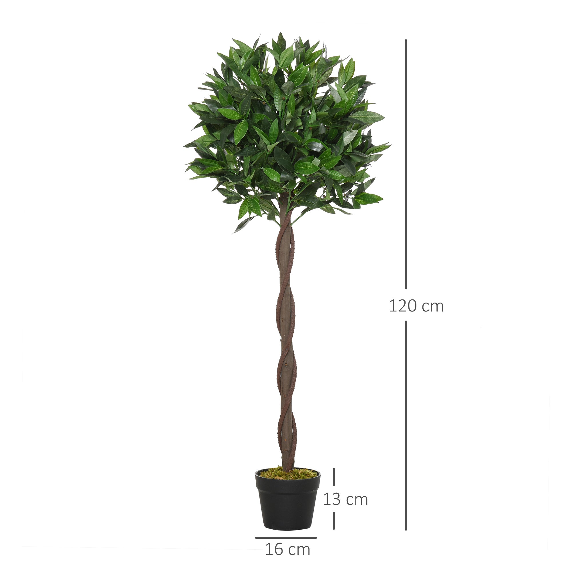 Set of 2 Artificial Laurel Trees, 120 cm Artificial Plants in Cement Pots, Indoor Plant, Artificial Plants for Indoor, Outdoor, Decorative Plants, Green