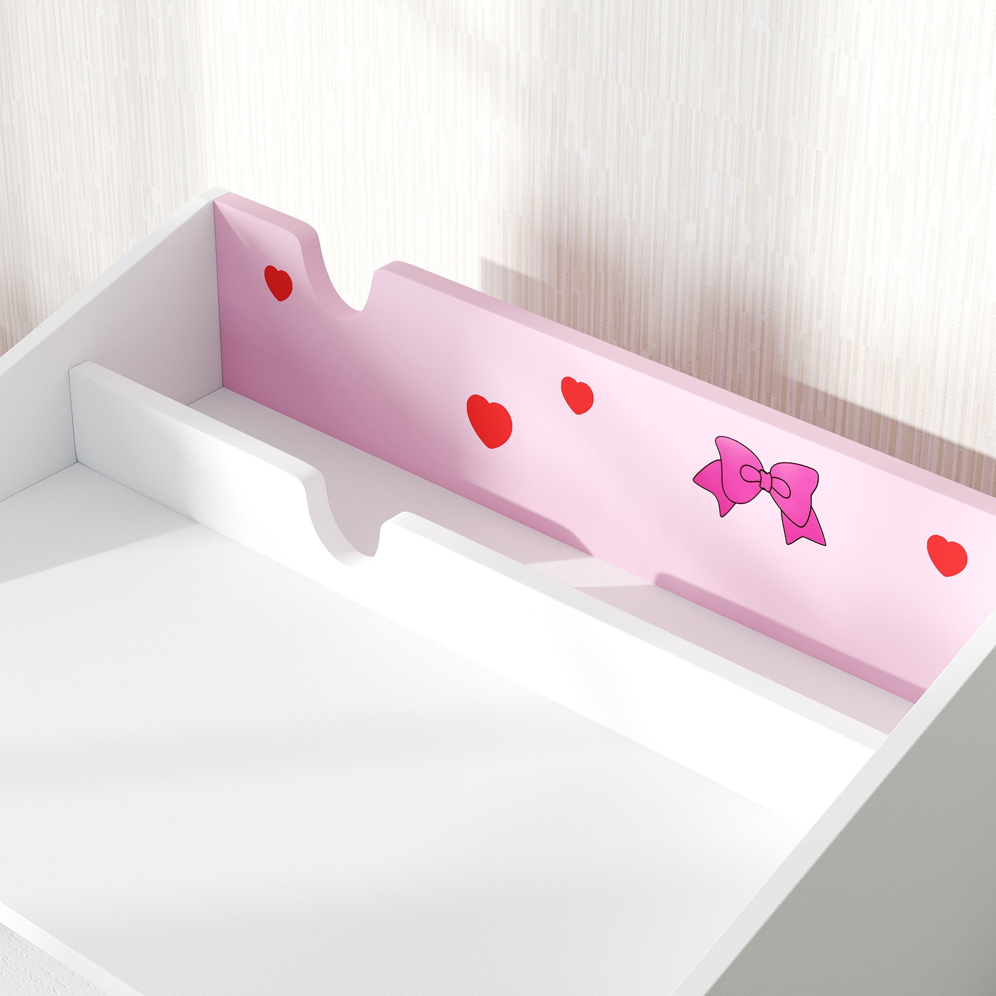 Kids Desk and Chair Set for +3 Years Old Children Children's Desk with Removable Drawer and Compartment for Bedroom Study Room Pink and White