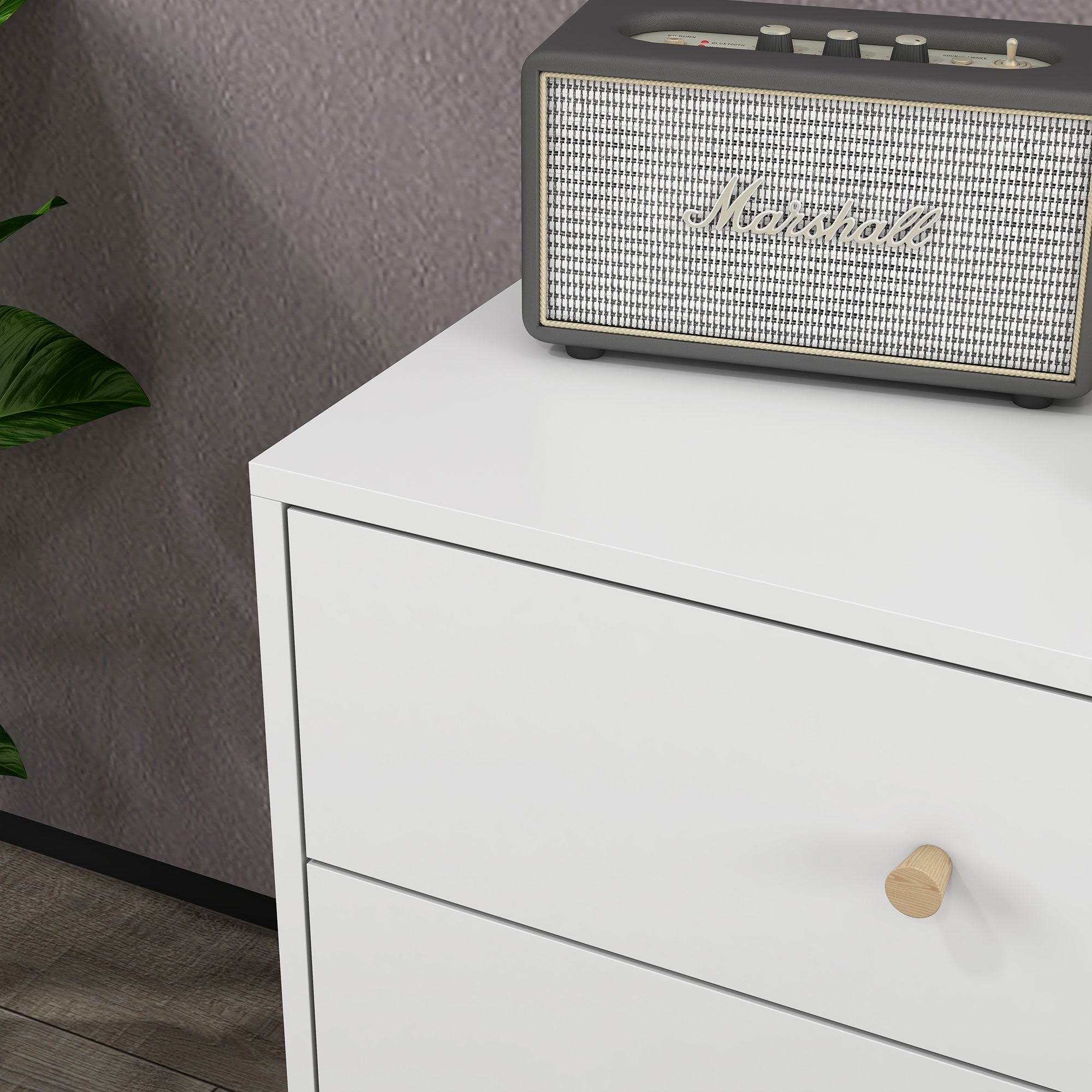 Scandinavian Design 3-Drawer Chest of Drawers White Handle Tapered Solid Pine Legs Storage Unit