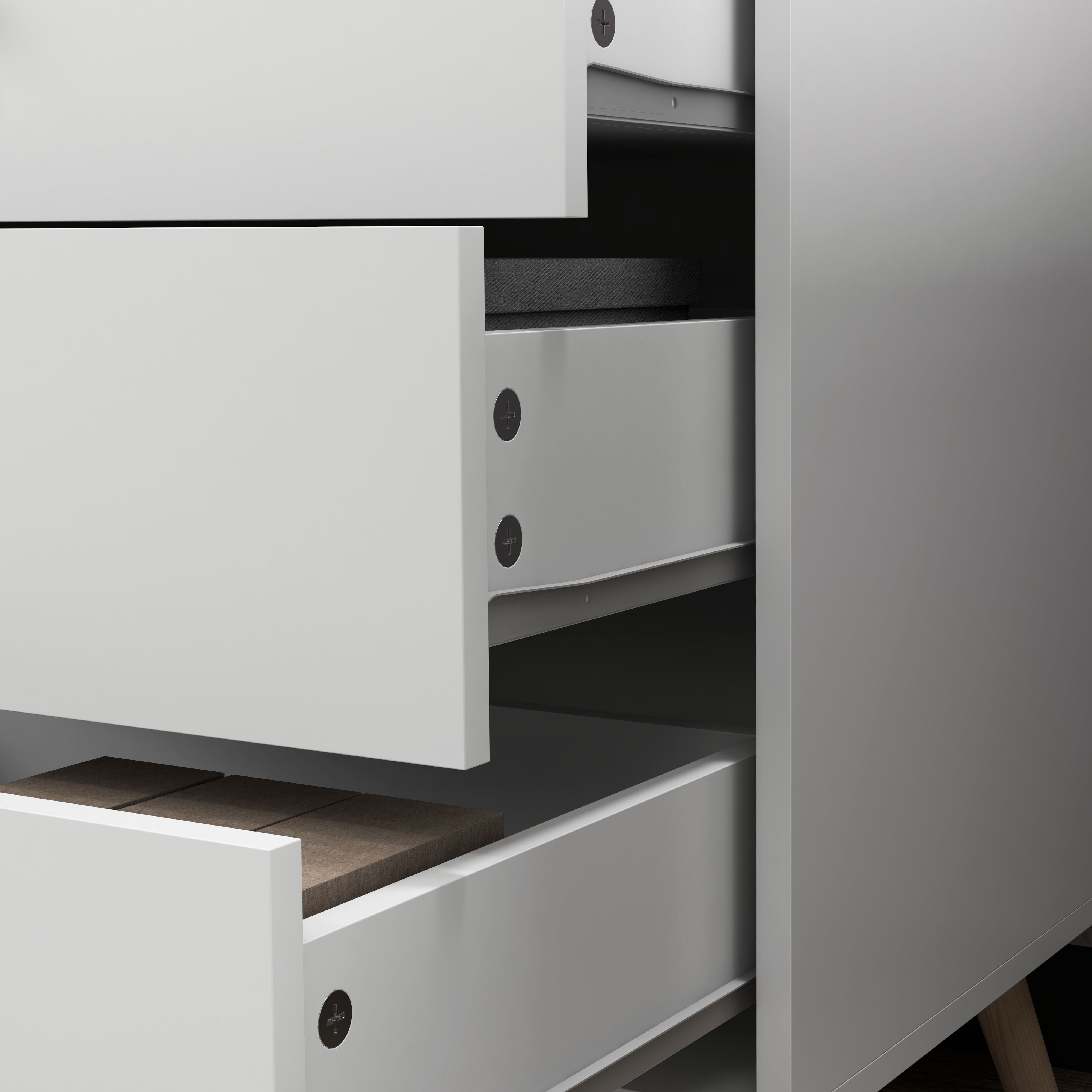 Scandinavian Design 3-Drawer Chest of Drawers White Handle Tapered Solid Pine Legs Storage Unit