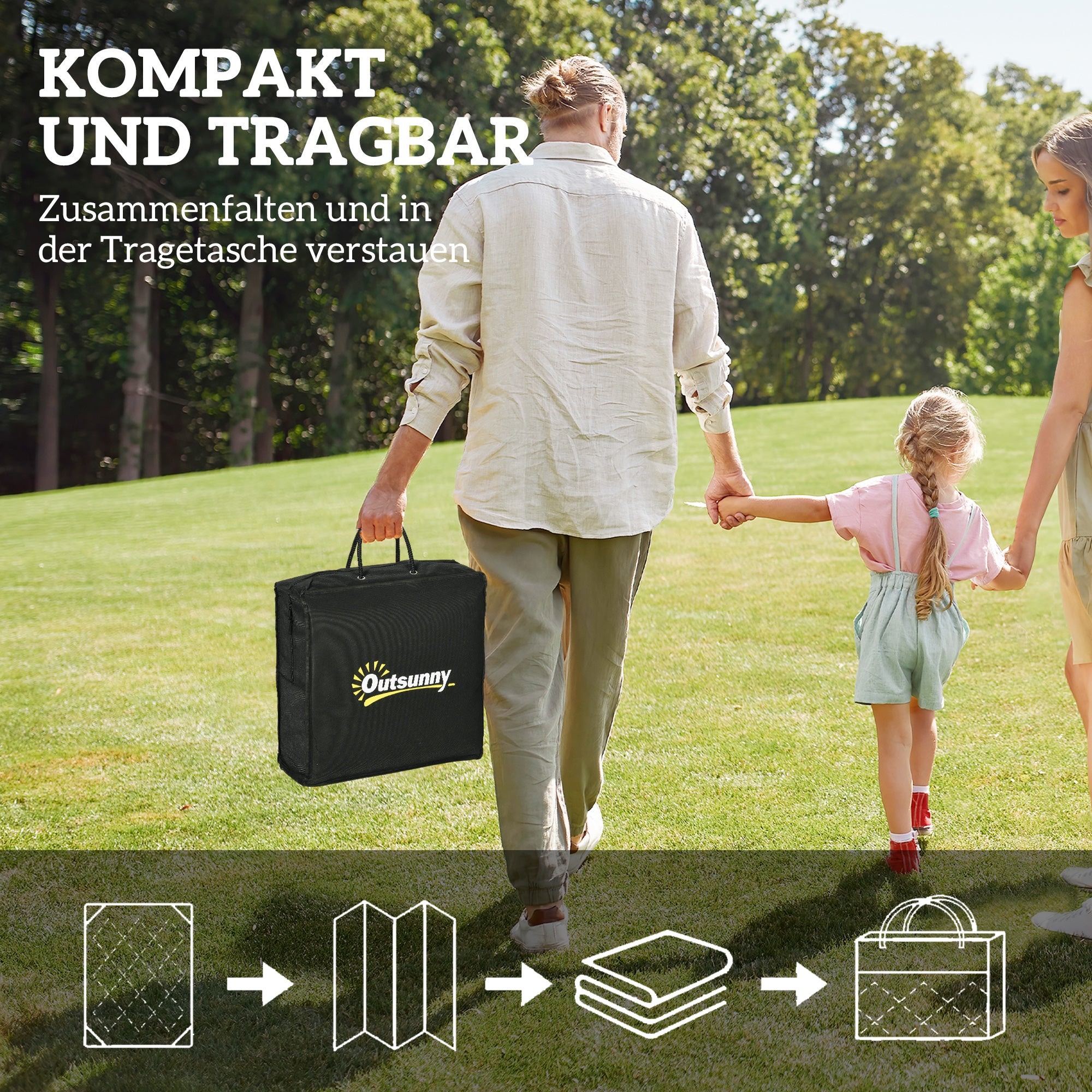 Outdoor Carpet Durable Weatherproof Outdoor Rug with Carry Bag, Foldable Boho-Style Carpet, Outdoor Rug for Living Room Balcony Garden Patio Bathroom Hall Kitchen, 182 x 274 cm Black+White