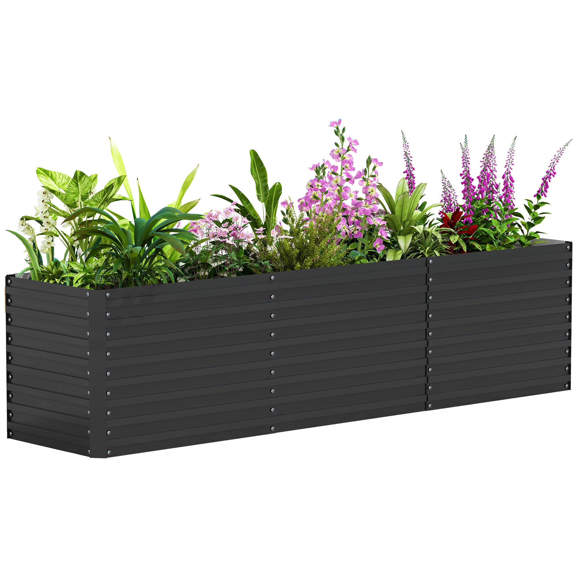 Raised Garden Bed Flower Planter Weather-Resistant, Vegetable Bed Greenhouse Planter Garden Bed Planter Box Made of Galvanized Steel, Flower Box for Terrace & Garden, 240 x 60 x 60 cm