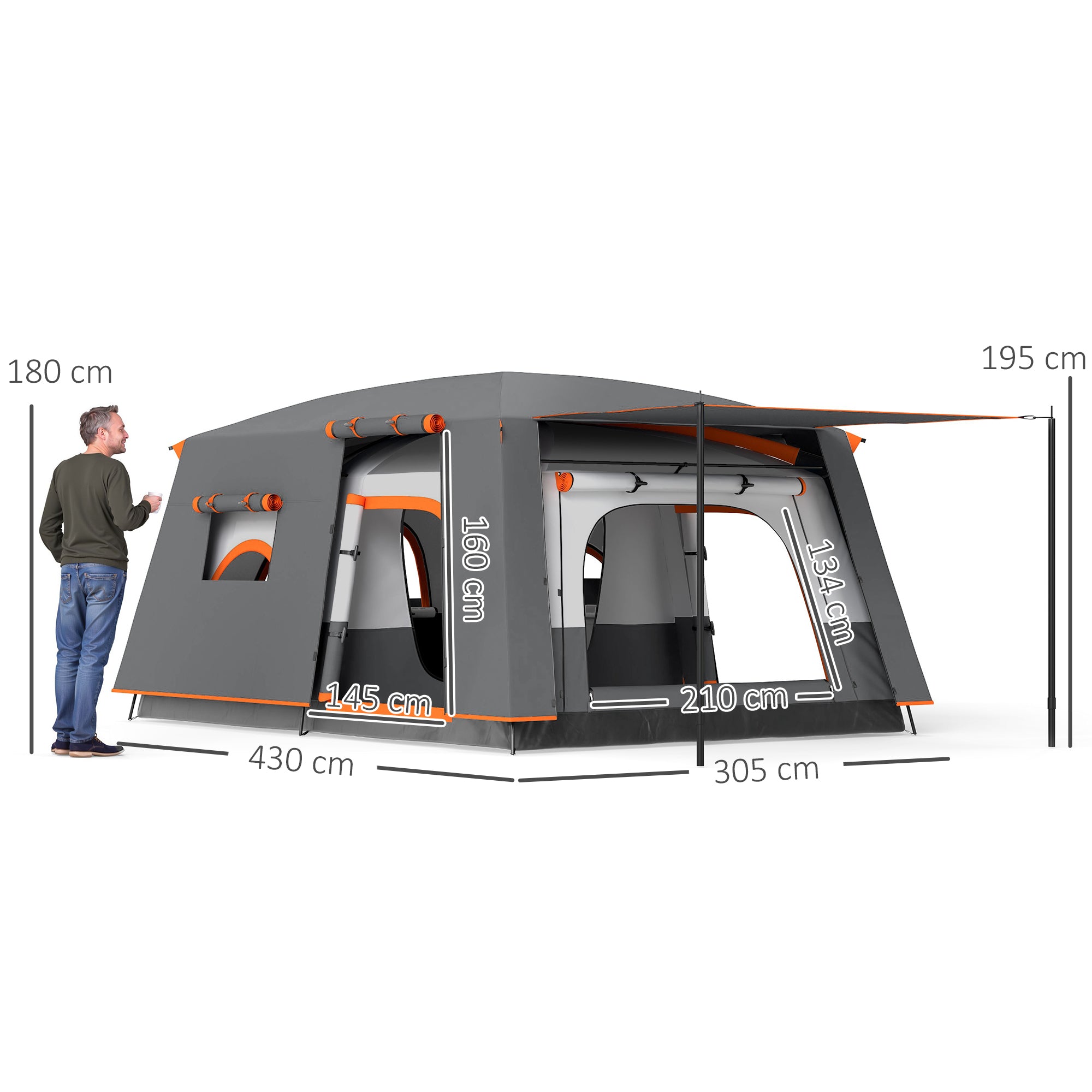 Camping Tent for 4-6 People Lightweight, Stable Waterproof Tunnel Tent with Canopy Groundsheet Side Door Windows Carry Bag Family Tent for Camping Travel Garden