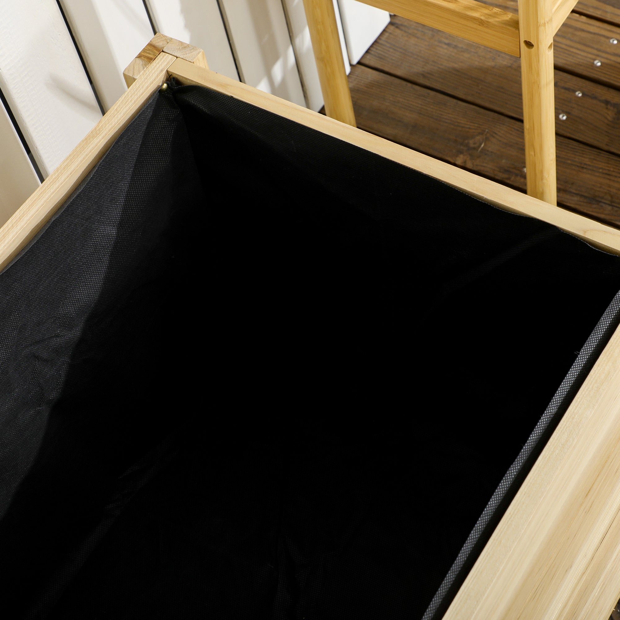 Wooden Planter with Wheels Garden Planter Cultivation Planter with Drainage Holes and Non-woven Fabric for Growing Flowers Plants Outdoor Balcony Terrace 89x48x47 cm Natural