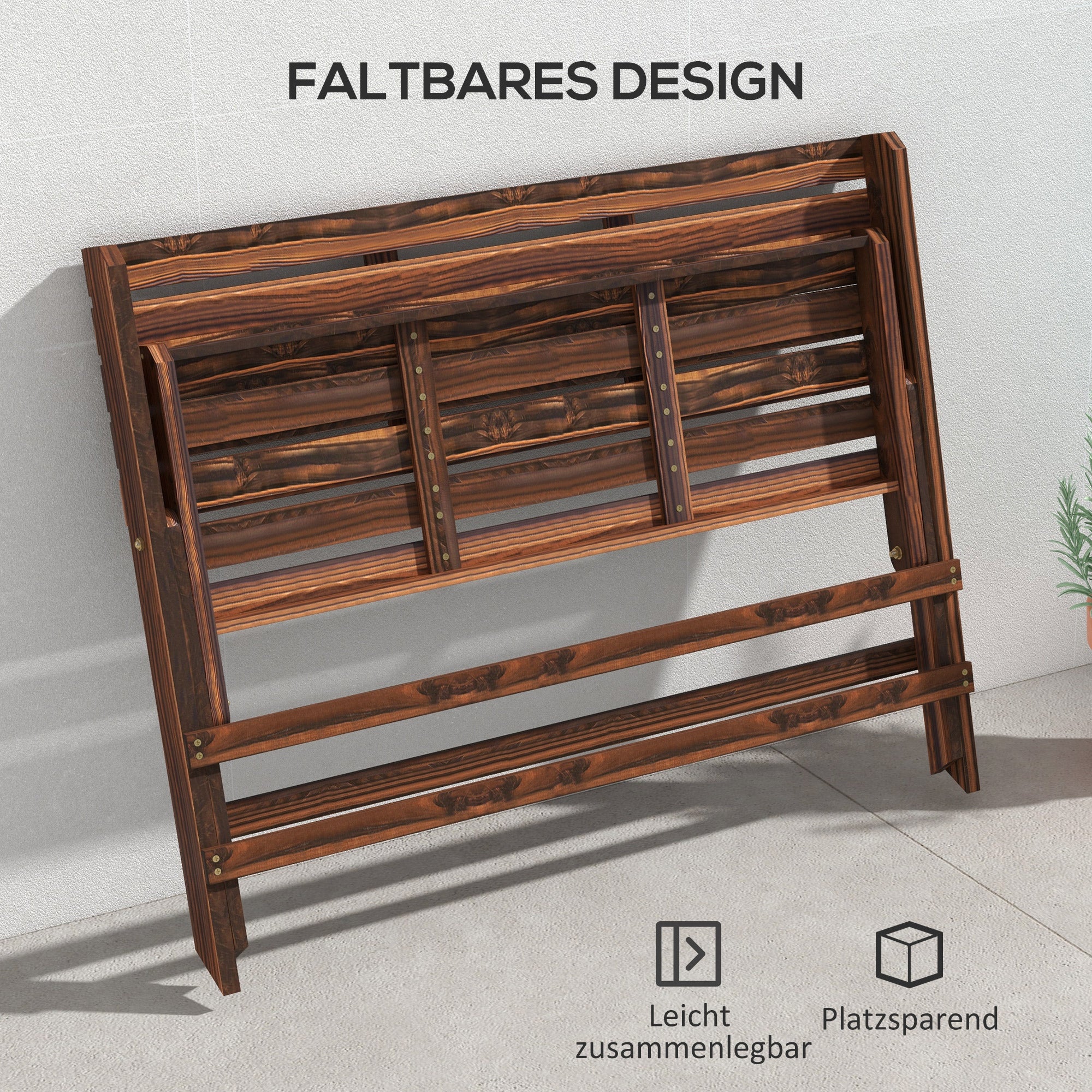 Garden Bench, 2-Seater Wooden Bench with Backrest, Park Bench, Holds up to 250 kg, for Garden, Balcony, Charred, 122 x 63 x 83 cm