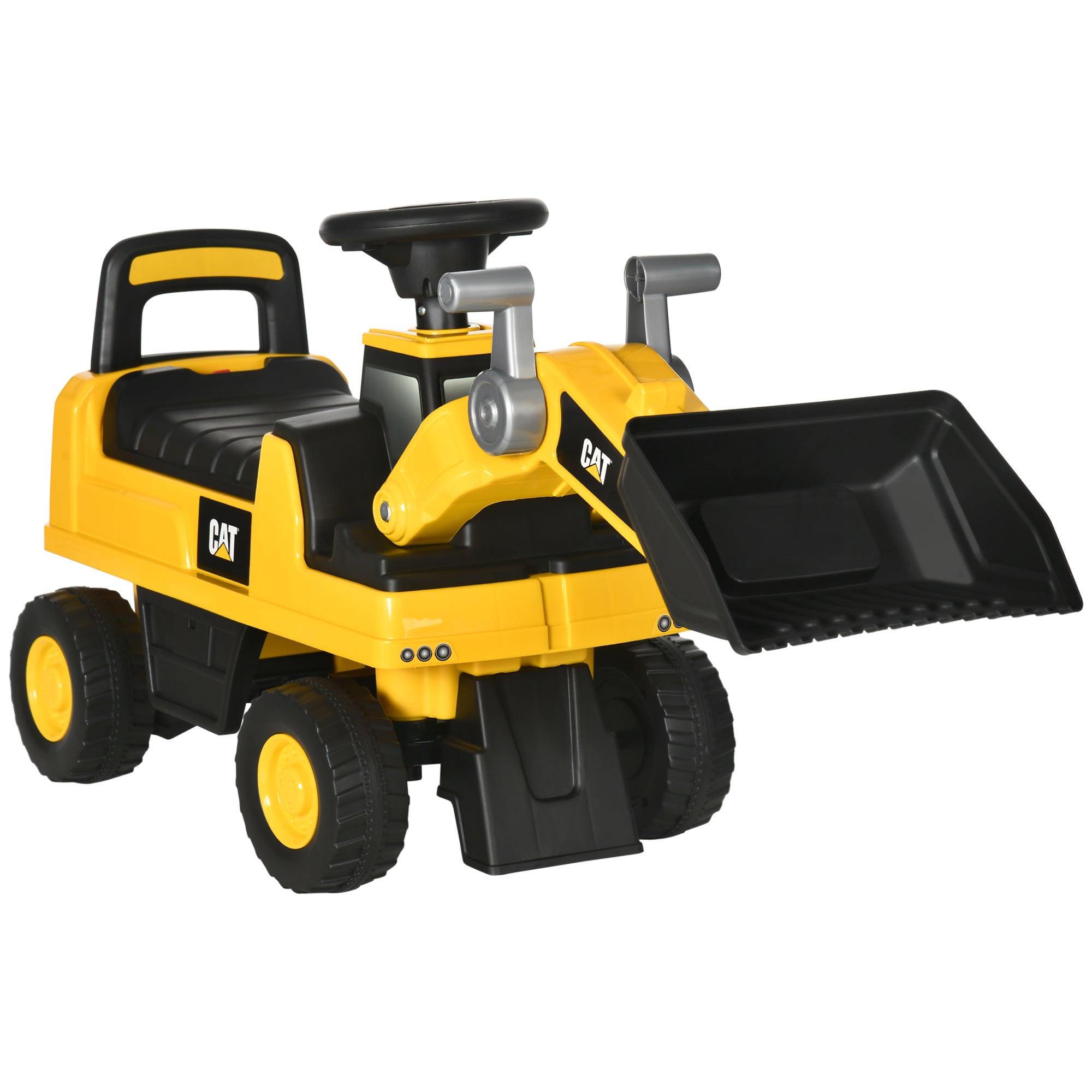 Seat Digger Ride-On Digger with Adjustable Shovel, Horn, Storage under Seat, Ride-On Toy Digger for Sitting Up to 25kg, Ride-On for Children from 18 Months Yellow