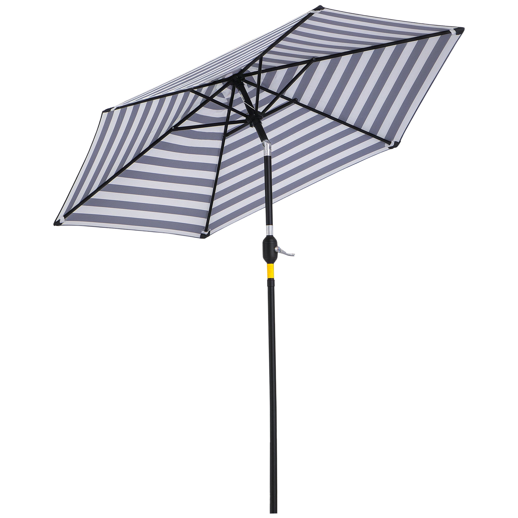 Parasol Garden Umbrella Terrace Umbrella Frame Steel Outdoor Blue Stripe Ø230 x 216 cm