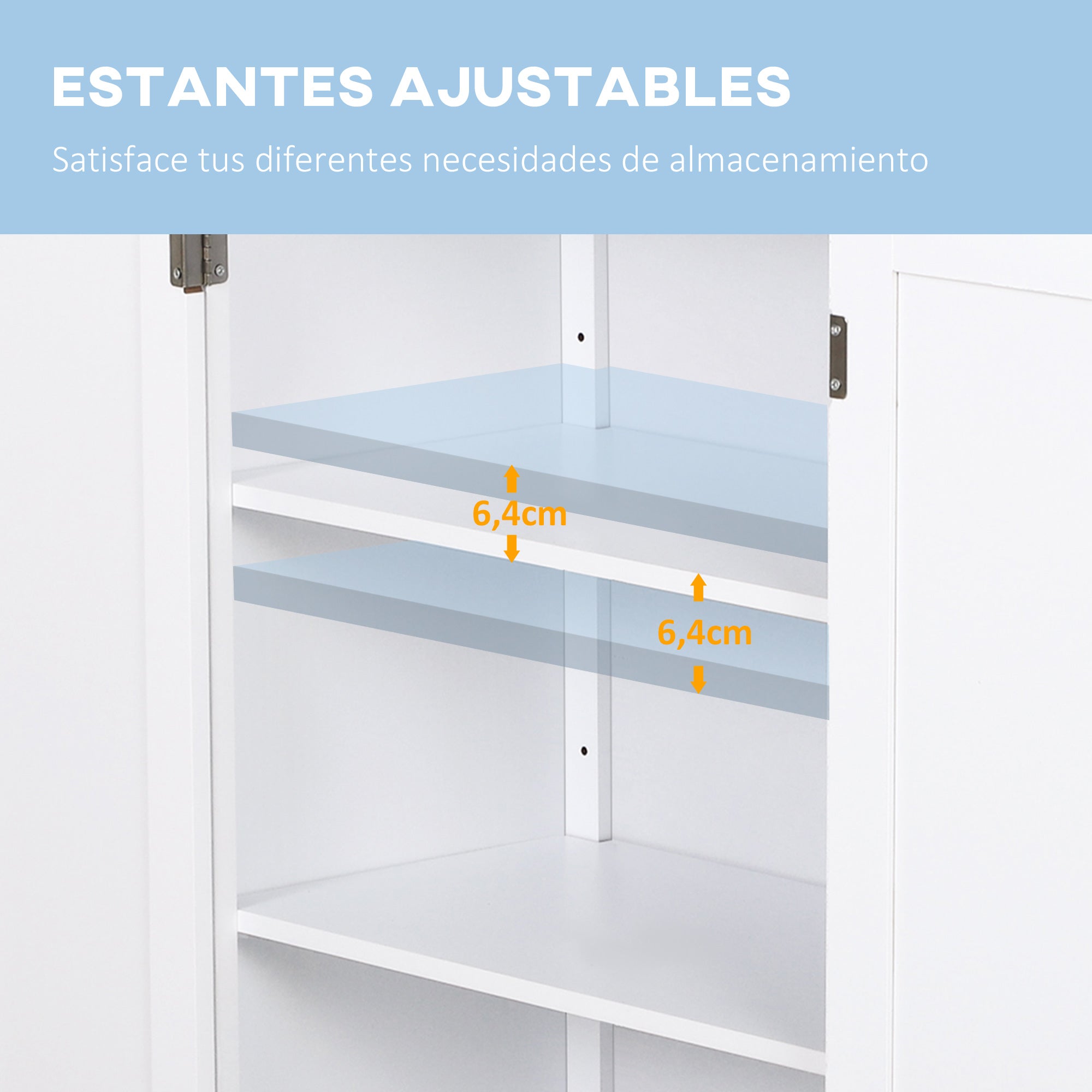 Bathroom Cabinet with 2 Doors and 2 Adjustable Interior Shelves Storage Unit for Living Room Kitchen Anti-tip 60x30x80 cm White