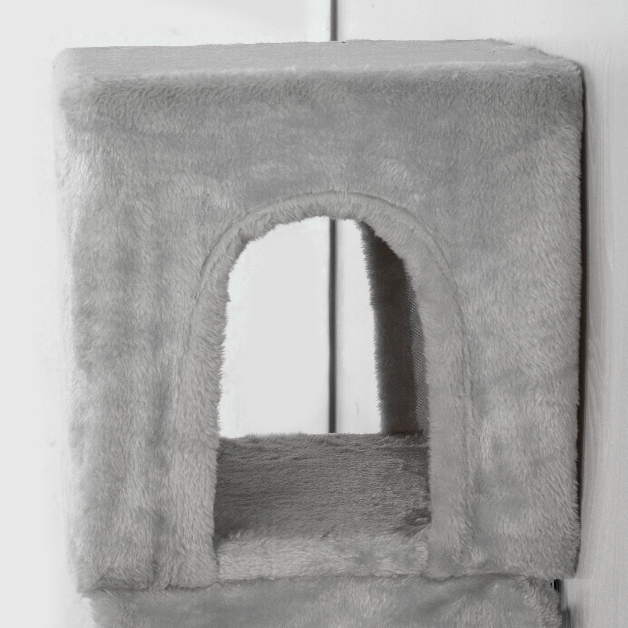 Climbing Wall Cat 6-Piece Cat Climbing Wall Set with Cat House, Hammock, Platform, Scratch Tree with Scratching Board, Plush Wall Scratching Tree, Cat Furniture for Cats up to 5 kg, Gray