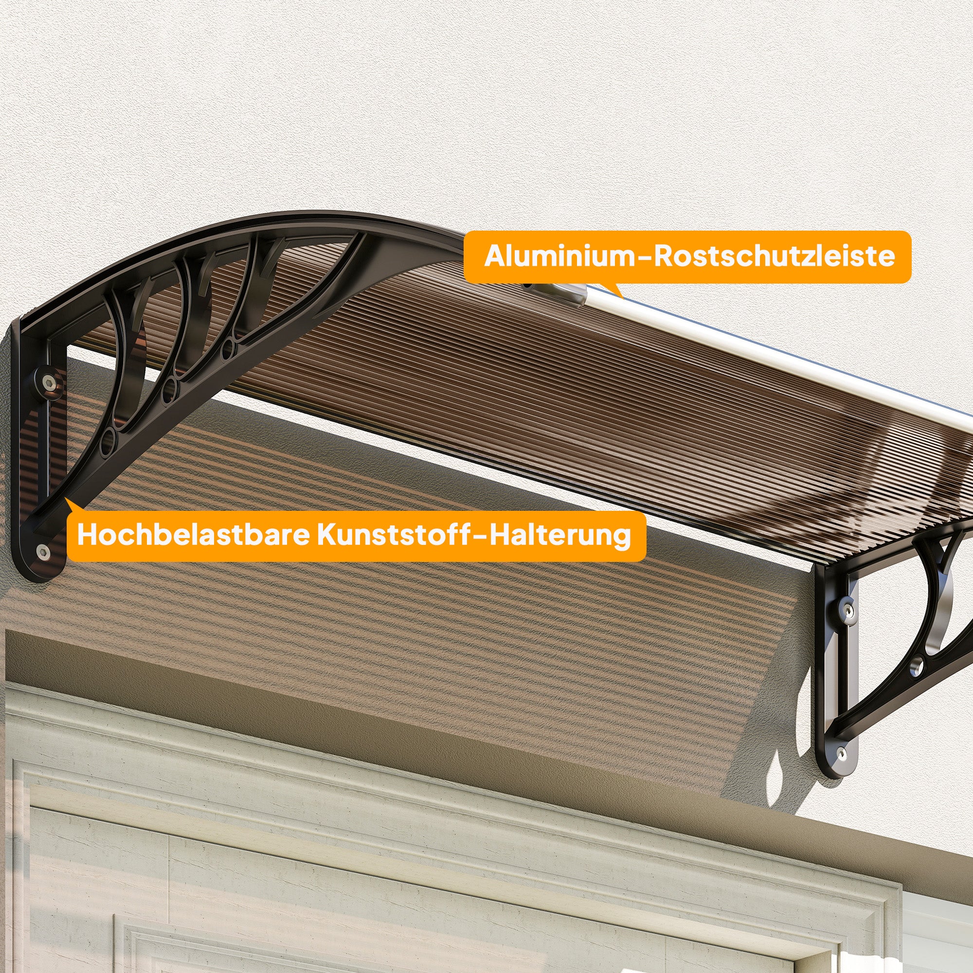 Door Canopy Front Door Canopy 75 x 100 cm Pultvordach Overhang Polycarbonate Brown