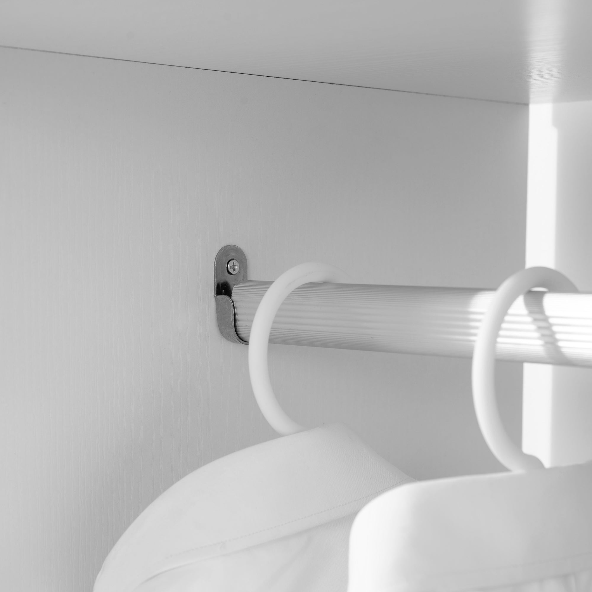 Wardrobe with Wheels Closet for Clothes with Hanging Rail Open Shelves Organizer for Bedroom 60x40x128 cm White