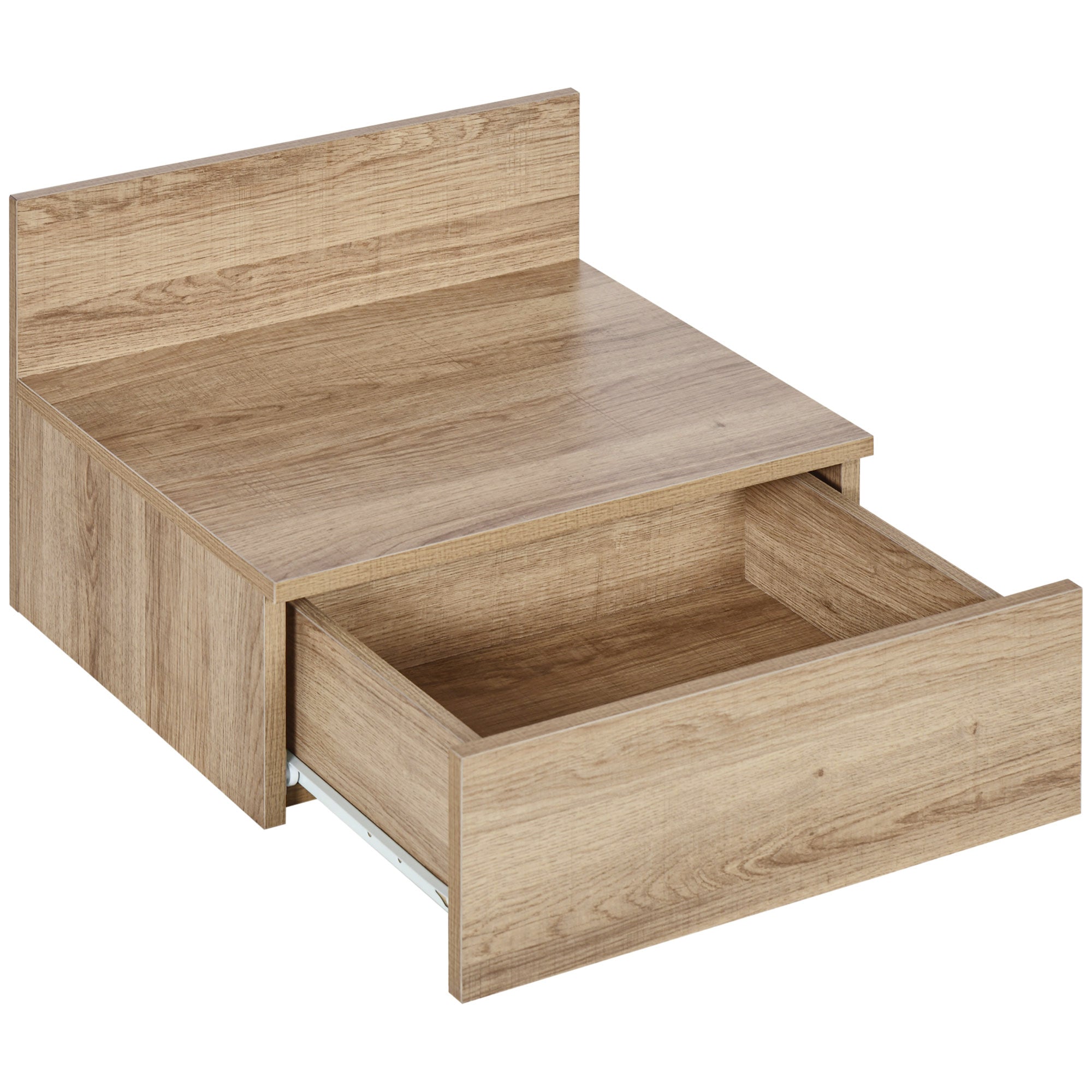 Set of 2 Floating Bedside Tables Nightstands for Bedroom with Drawer Bedside Tables for Bedroom Living Room Home 43x36.5x30.5 cm Natural