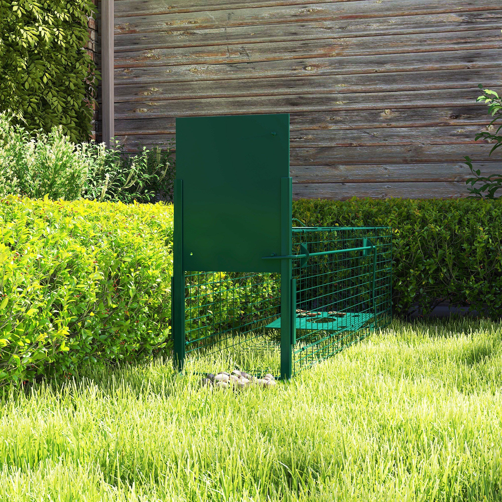 Capture Trap Live Animal Trap Steel with 1 Entry for Rats and Mice dim. 100L x 25W x 28H cm dark green