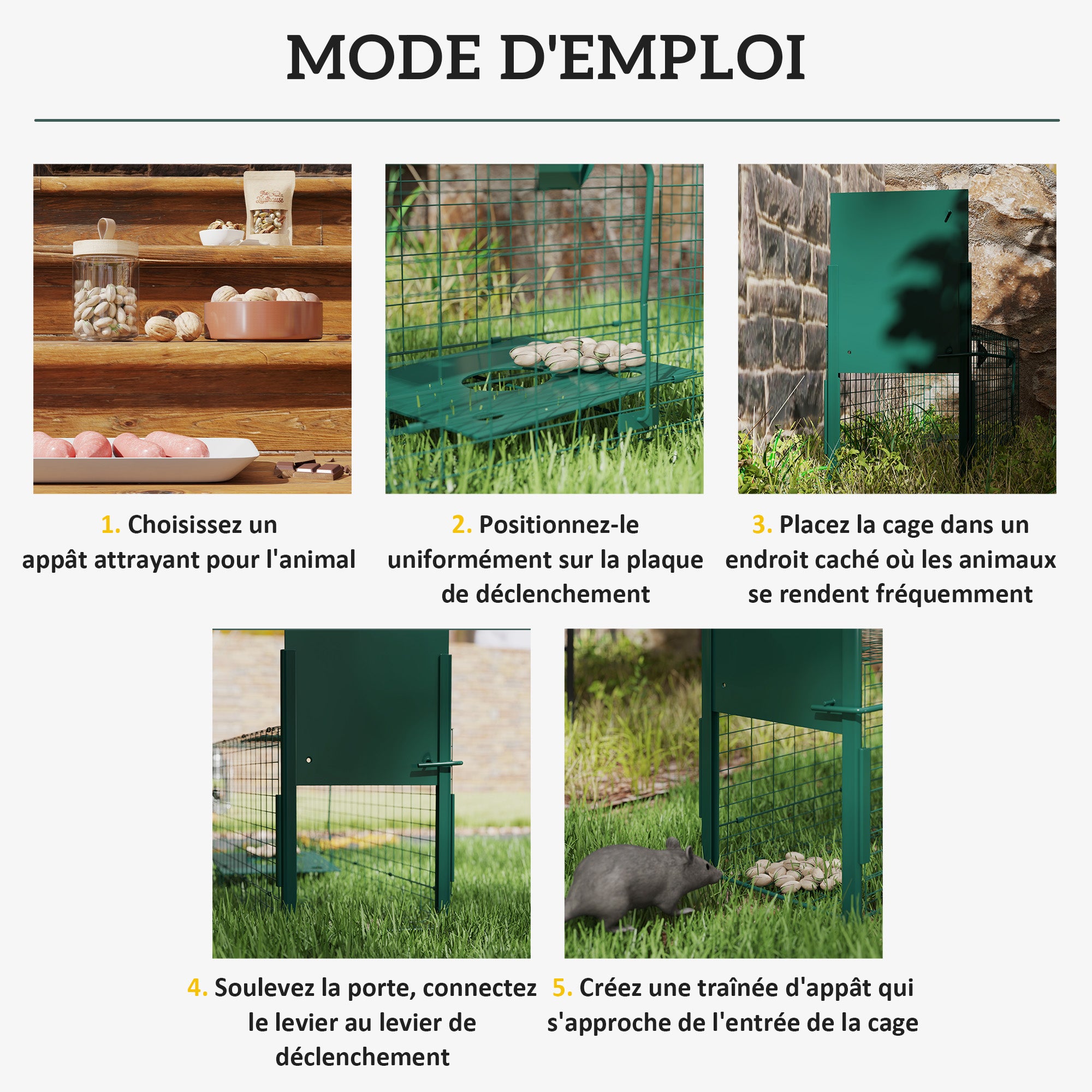 Capture Trap Live Animal Trap Steel with 1 Entry for Rats and Mice dim. 100L x 25W x 28H cm dark green