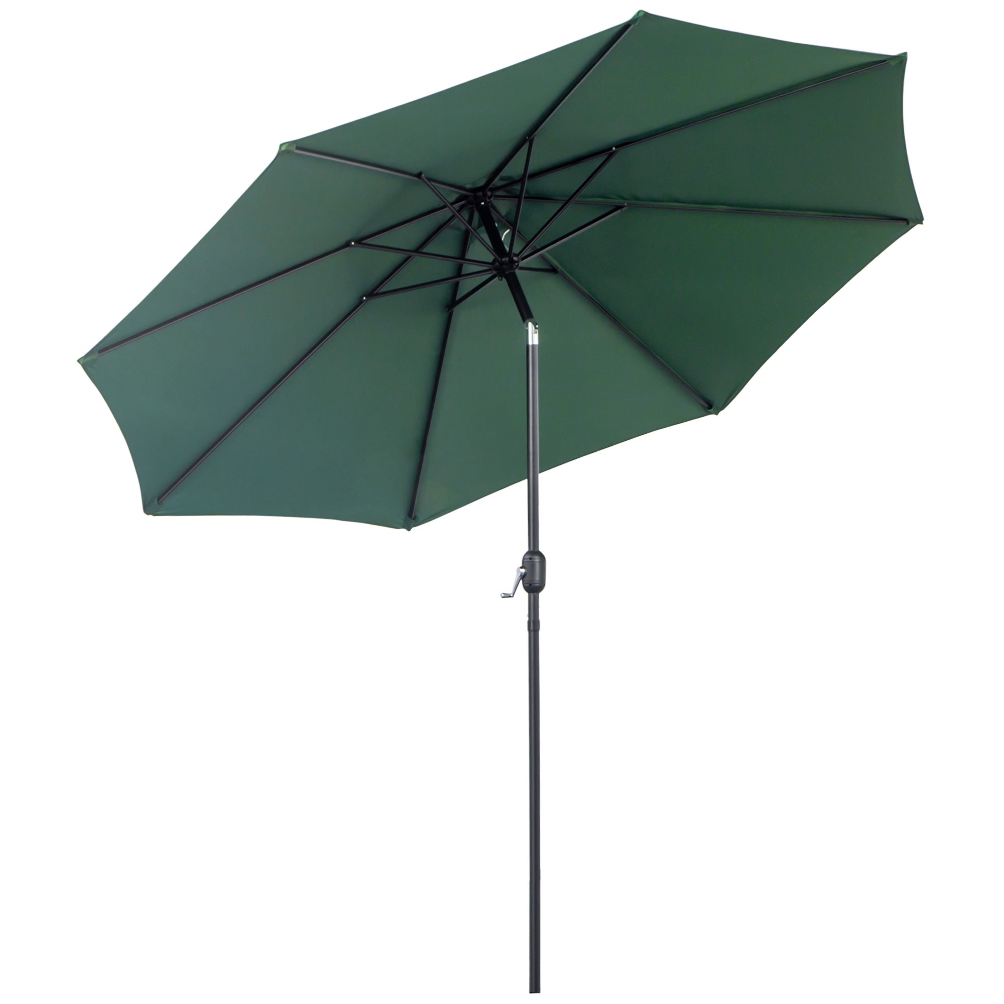Garden Umbrella Ø295x250 cm with Crank Outdoor Sunshade with Tilt Mechanism and Detachable Metal Pole for Terrace Pool Patio Green
