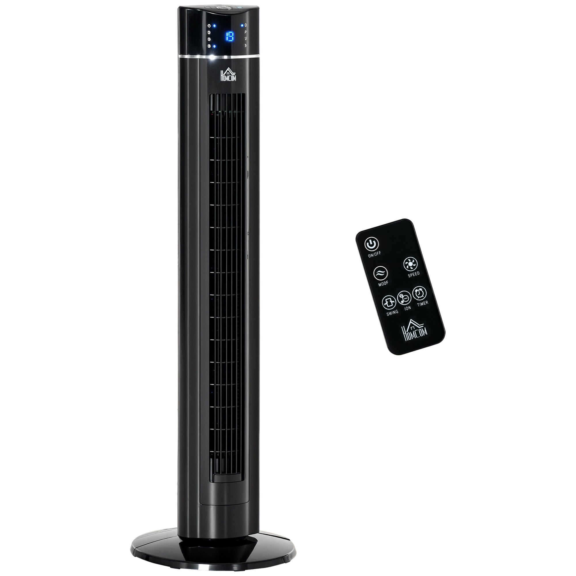 Tower Fan Quiet with Remote Control 106.8 cm 60° Oscillating Fan Floor Fan with 3 Modes, 3 Speeds, 8 Hr Timer, LED Display, Black