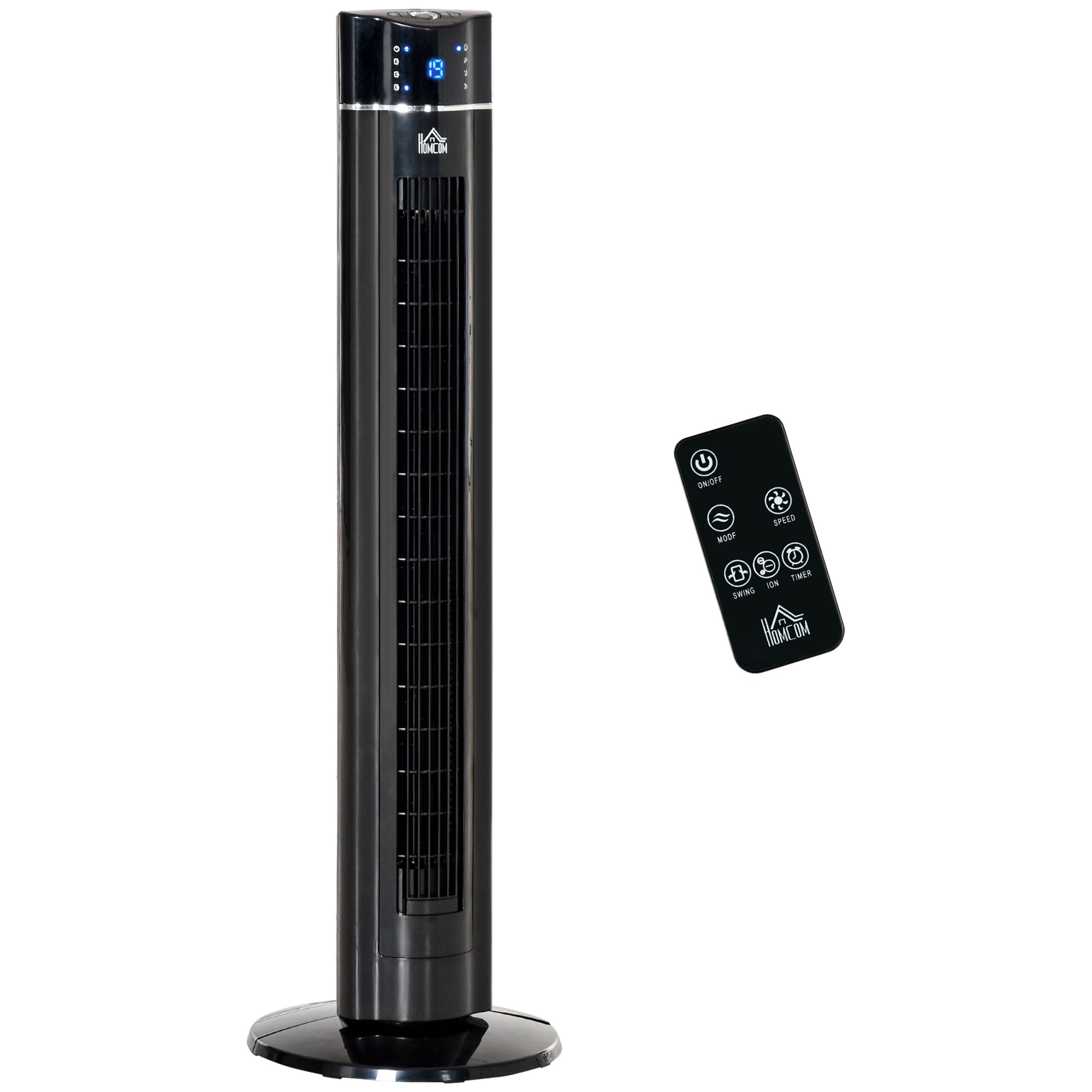 Tower Fan Quiet with Remote Control 106.8 cm 60° Oscillating Fan Floor Fan with 3 Modes, 3 Speeds, 8 Hr Timer, LED Display, Black