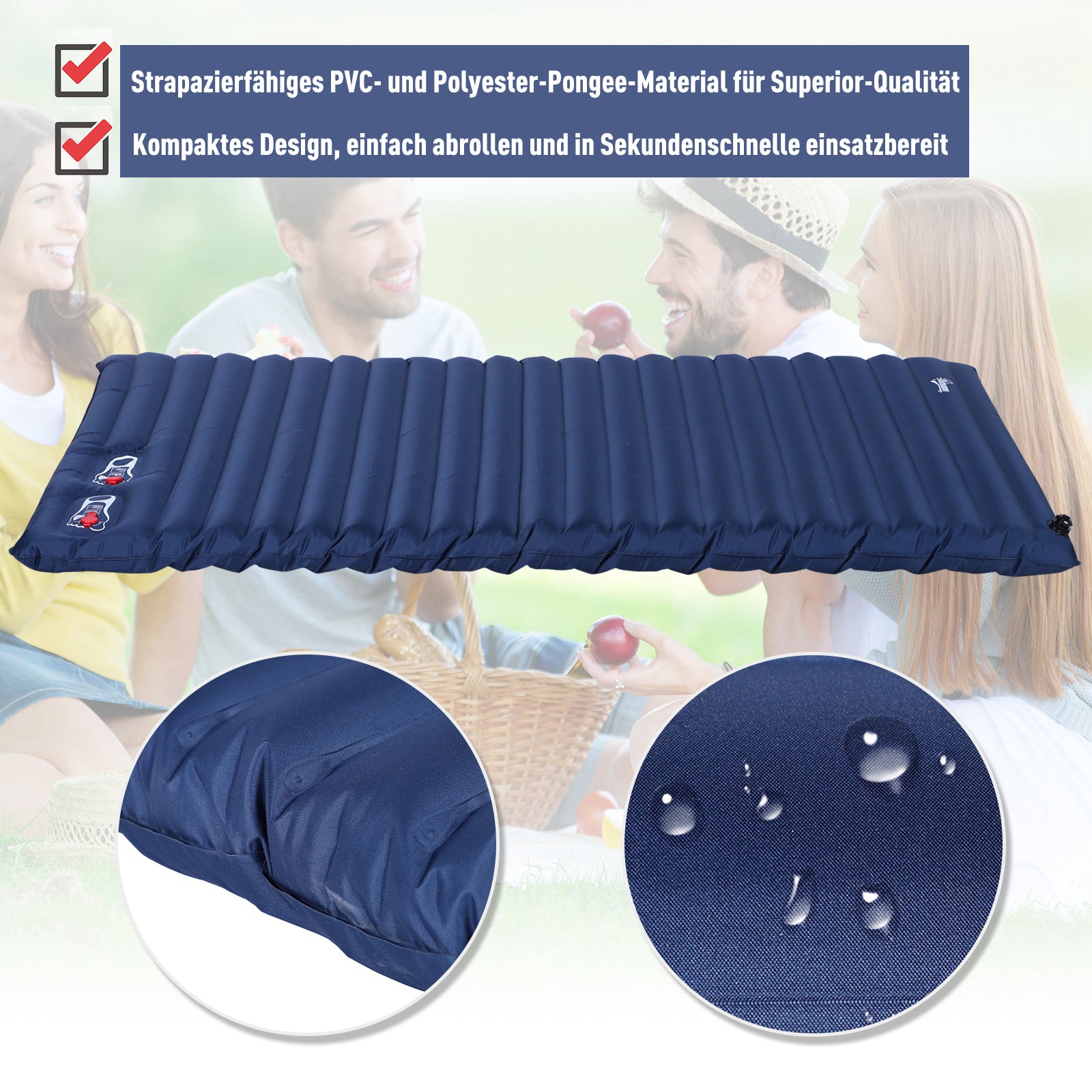 Air Mattress 2 Persons Self-Inflating Sleeping Mat Airbed with Built-in Pump Inflatable Mattress Guest Mattress Guest Bed Sleeping Pad for Camping Home Use 195 x 138 x 10 cm