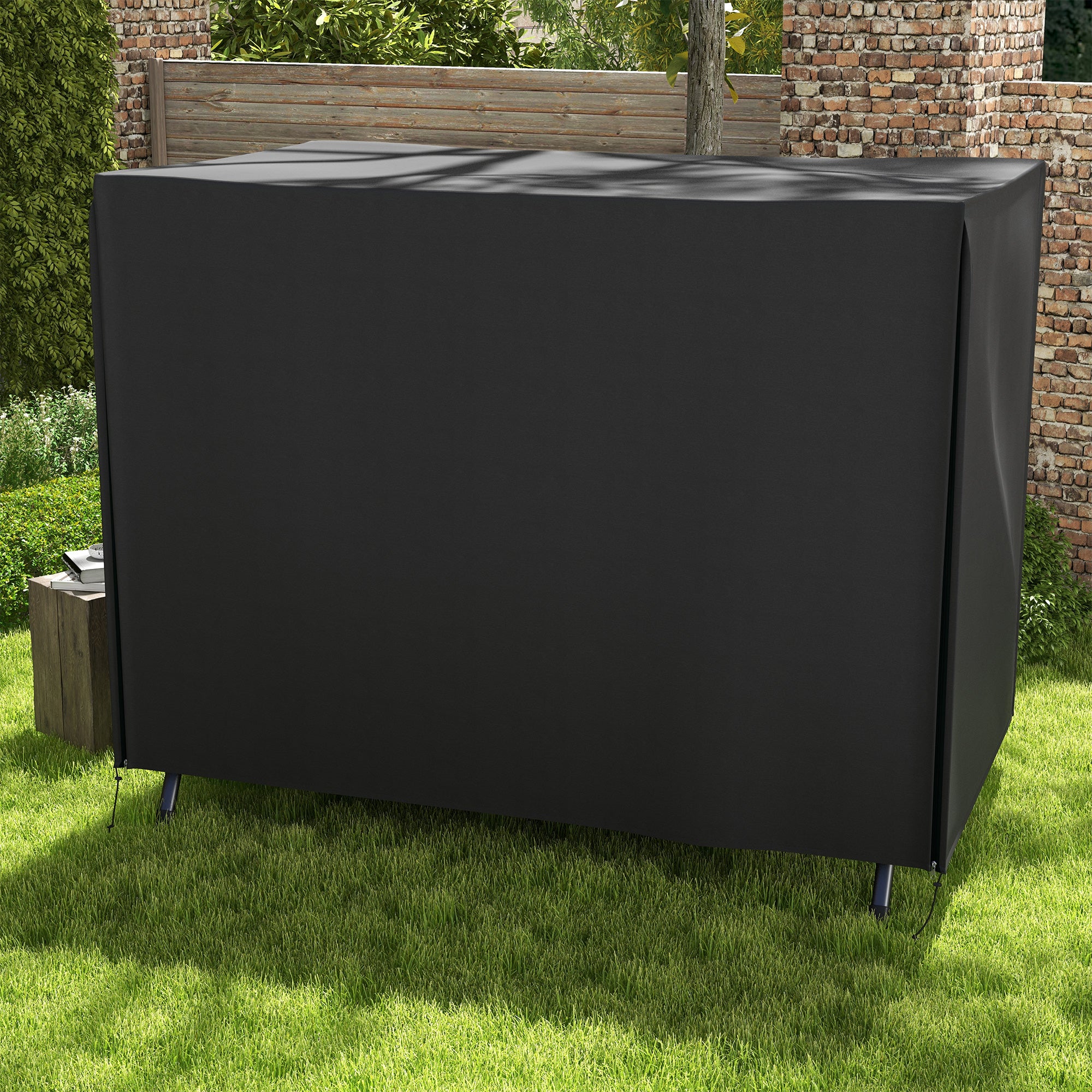 Hollywood Swing Cover 3 Seater, Water-Resistant Winterproof Protective Cover for Garden Swing, UV-Resistant Cover, Tear-Resistant 600D Oxford Fabric, 205x124x164cm Black