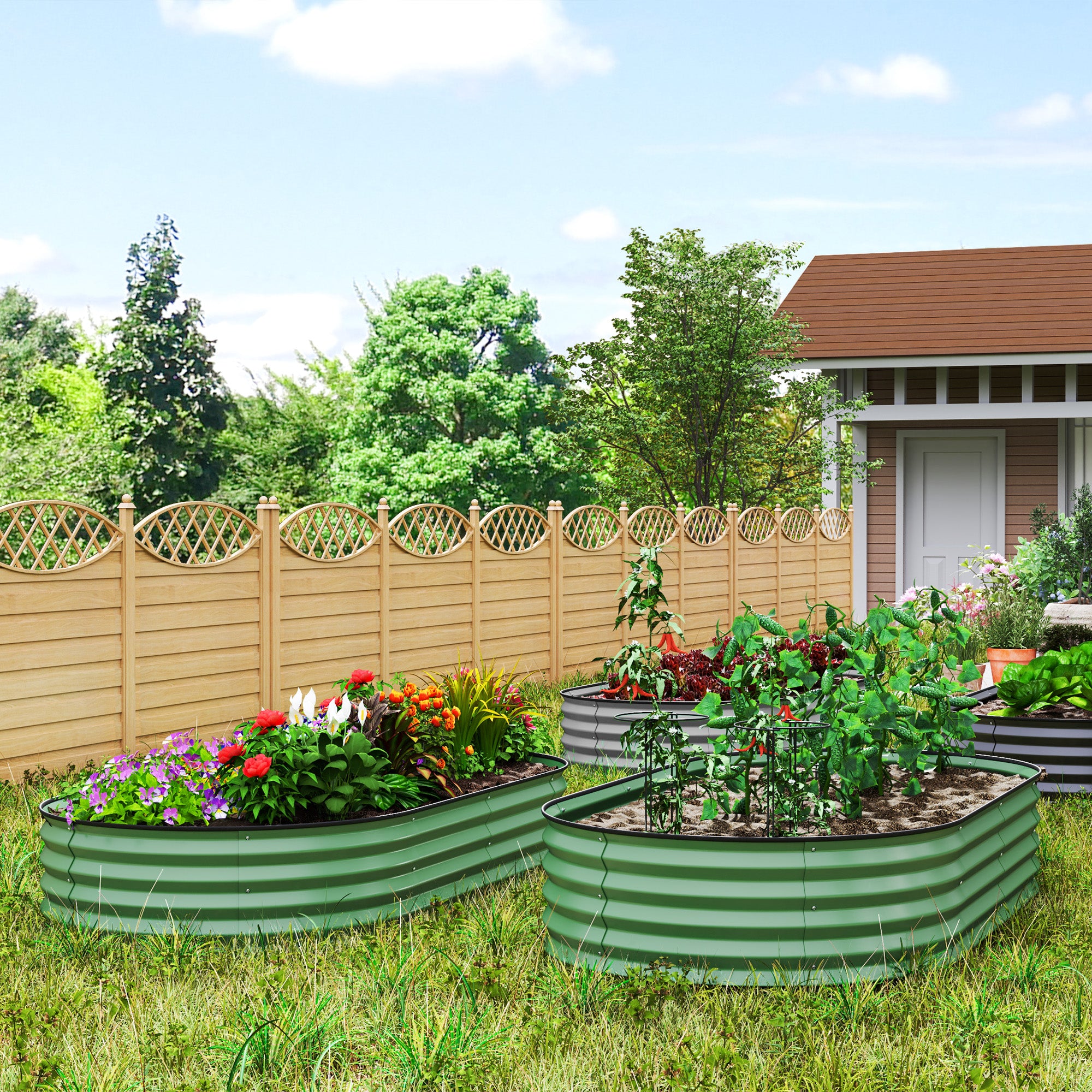 2-Piece Raised Bed Made of Steel, Plant Bed Cold Frame Garden Bed Planter Box Stackable, Vegetable Bed 181x93x30cm for Garden Balcony, Planter for Flowers, Plants, Vegetables