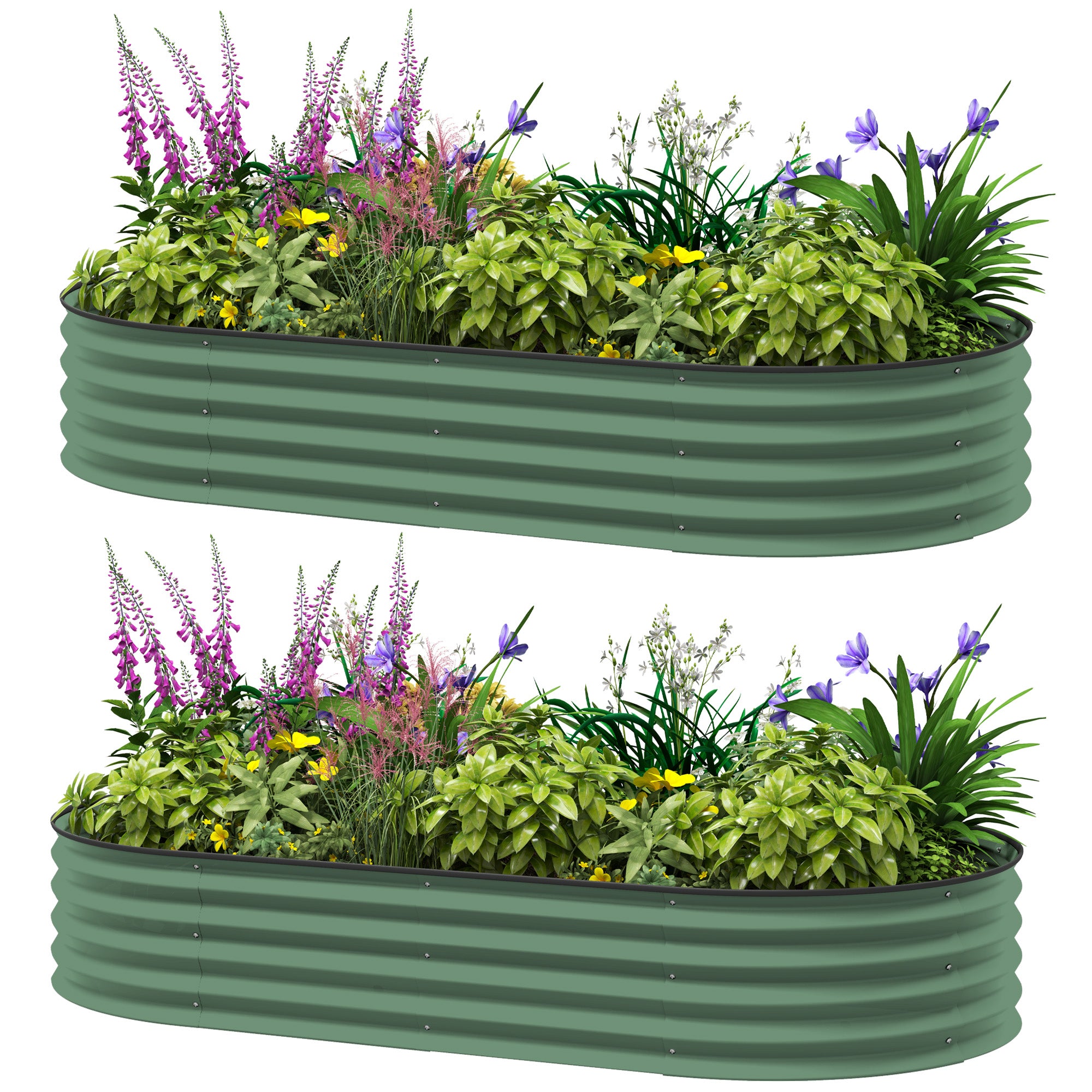 2-Piece Raised Bed Made of Steel, Plant Bed Cold Frame Garden Bed Planter Box Stackable, Vegetable Bed 181x93x30cm for Garden Balcony, Planter for Flowers, Plants, Vegetables