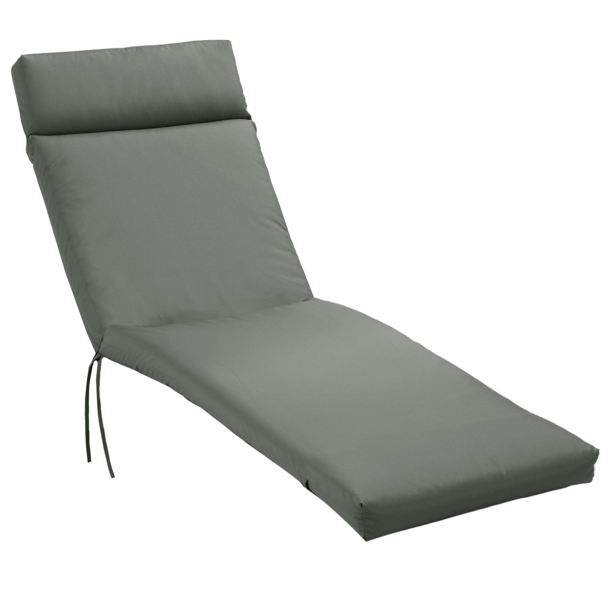 Sun Lounger Cushion Sun Lounger Pad Garden Lounger Padding Cover Polyester Dark Gray 196 x 55 x 8 cm