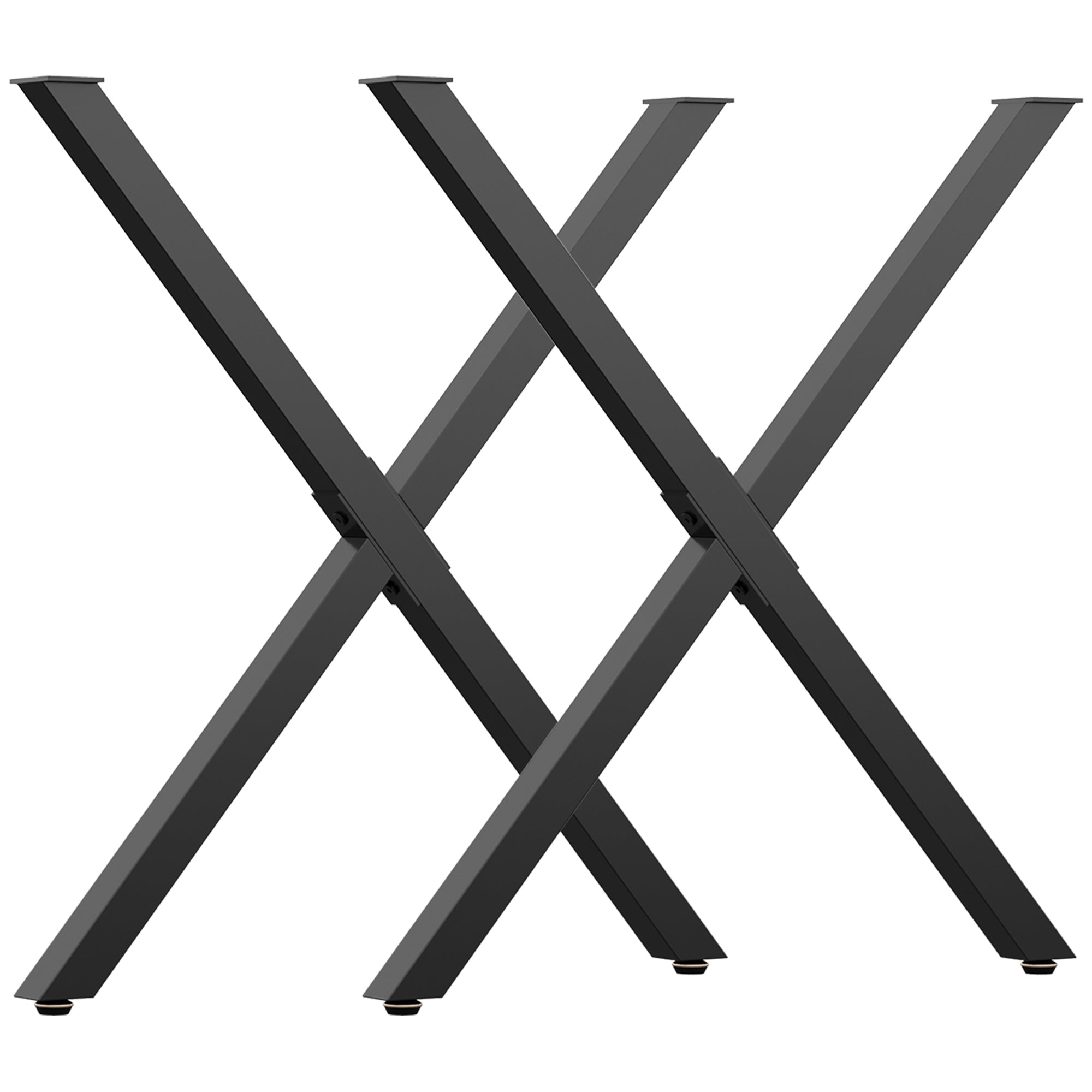 Set of 2 X-Shaped Steel Table Legs - 70L x 8W x 72H cm - industrial design