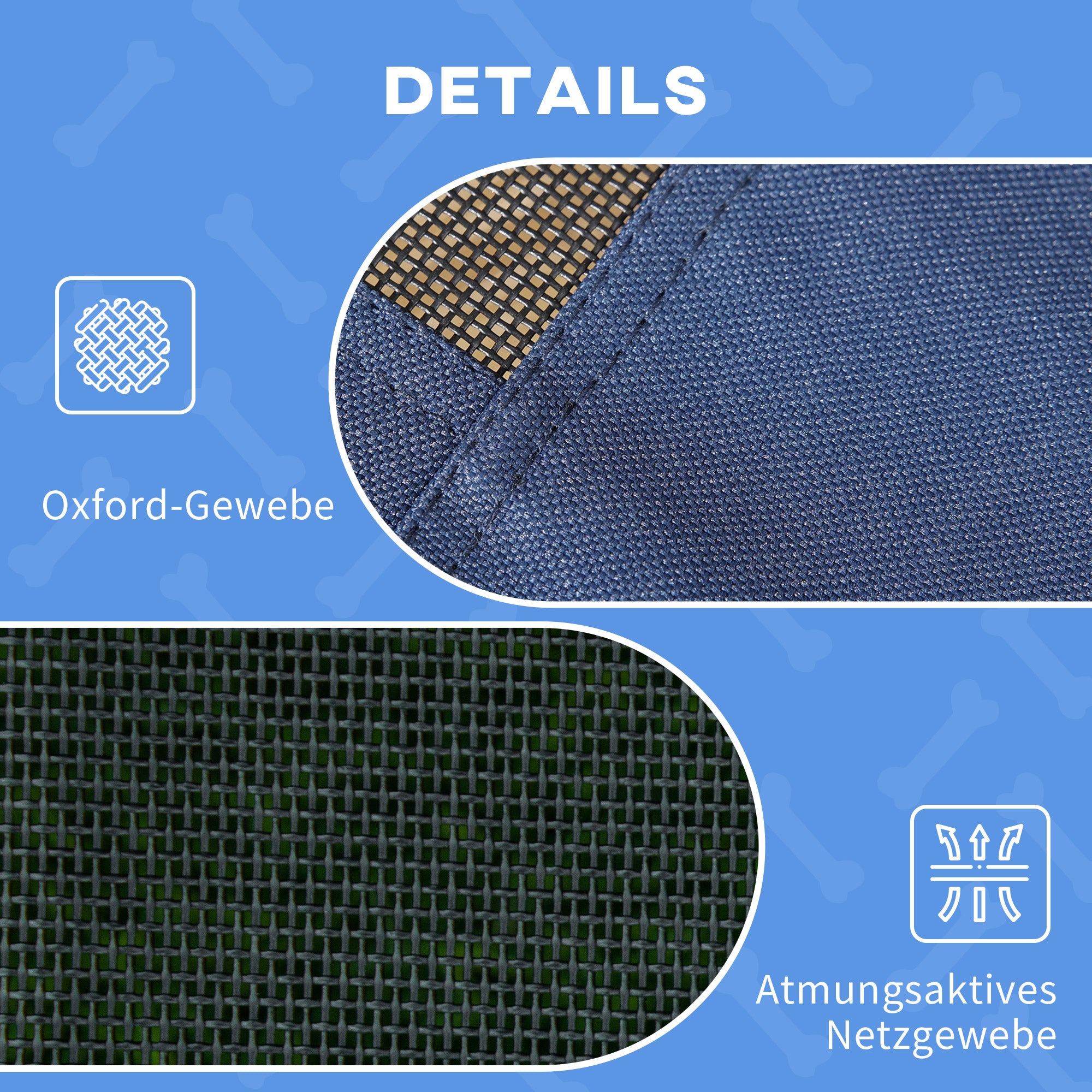 Elevated Dog Bed with Canopy, Pet Bed, Outdoor Dog Lounge with Roof, Breathable, Taft Fabric for Camping Dark Blue 76 x 61 x 73 cm