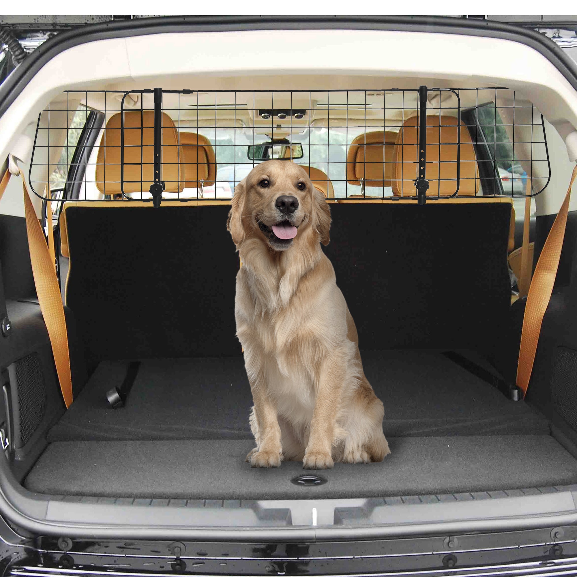 Dog Guard Car Universal Auto Safety Grid for Dogs with Continuously Adjustable Width, Partition for Trunk Dog Car Grid Dog Safety Grid 91-152 x 30 cm