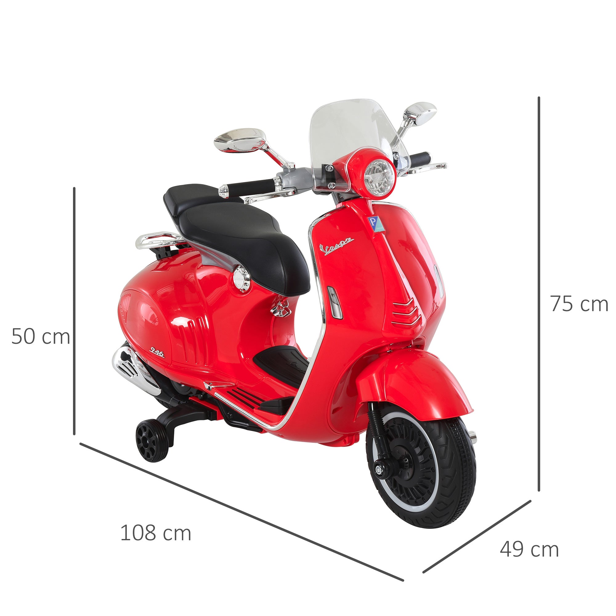 Kids' Electric Motorcycle, 6V Children's Motorcycle with Headlight, Music, Forward and Reverse Gear, Training Wheels, 30 kg Capacity, Electric Motorcycle for 3-6 Years Old Kids, Red