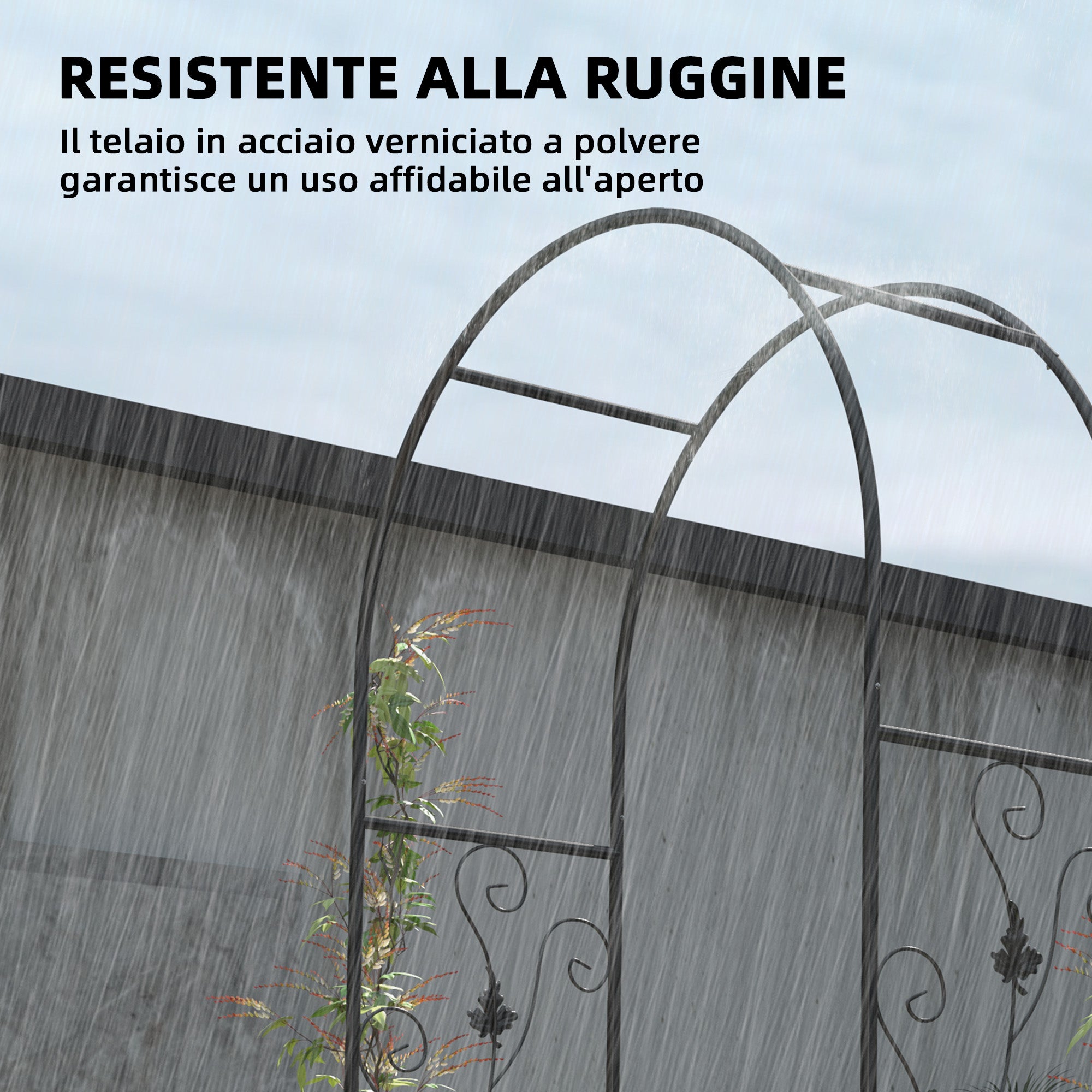 Garden Arch with Gate Trellis for Climbing Plants, Wedding and Party Metal Arch, 2.2x1 m, Black