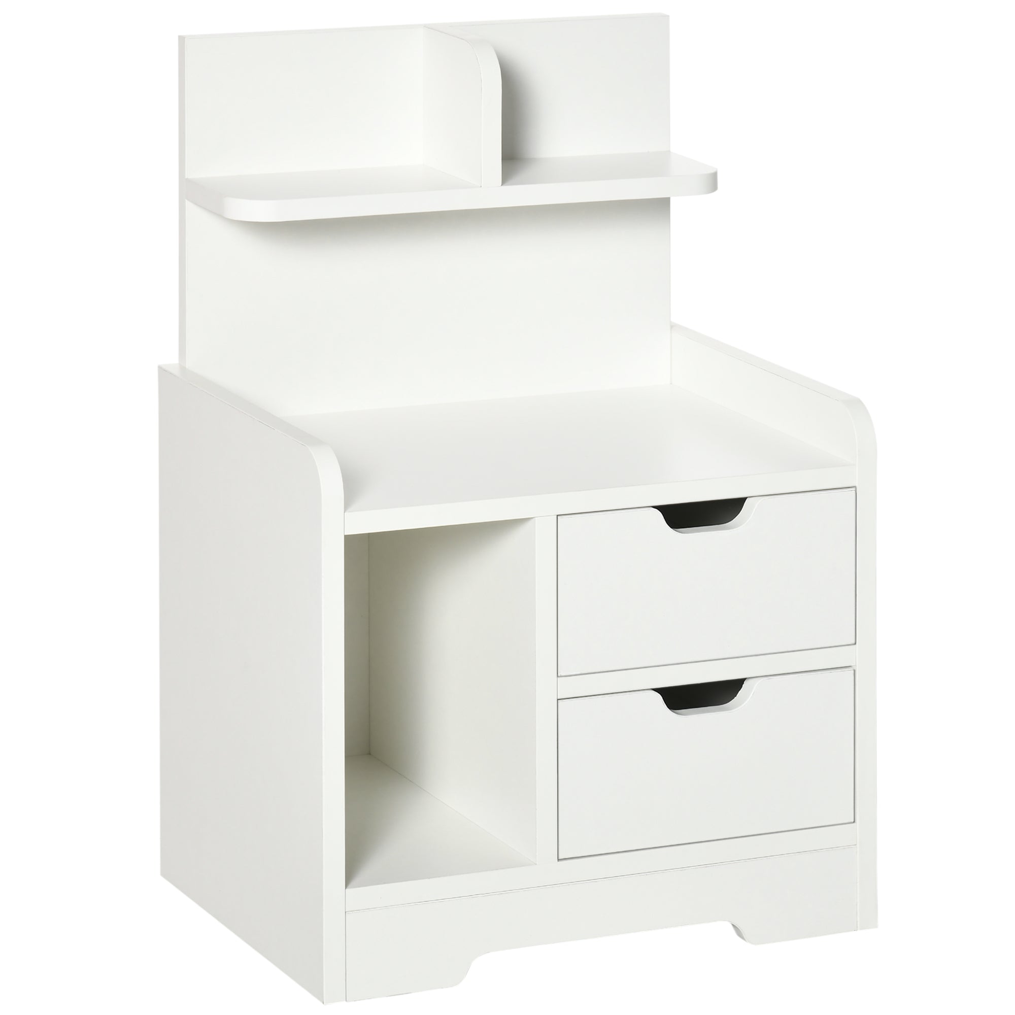 Modern Nightstand Bedside Table with 2 Drawers and 3 Storage Compartments for Living Room Bedroom Load 30 kg 40x30x60 cm White