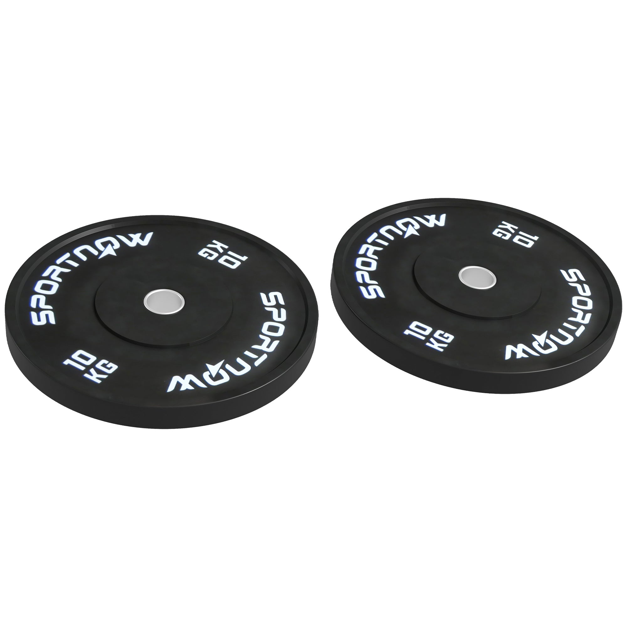 SPORTNOW Set of 2 10 kg Gym Plates, Plates for Barbell and Dumbbells with Ø5 cm Attachment for Home and Gym Training, Black