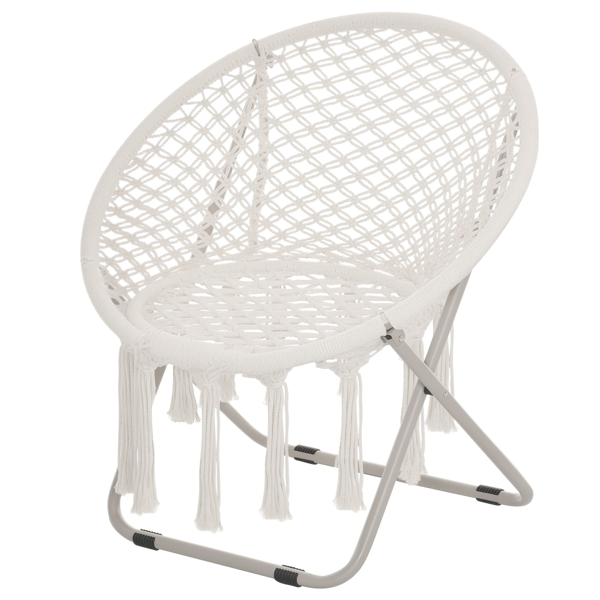 Hanging chair round garden moon chair papasan foldable great comfort macrame cotton polyester beige