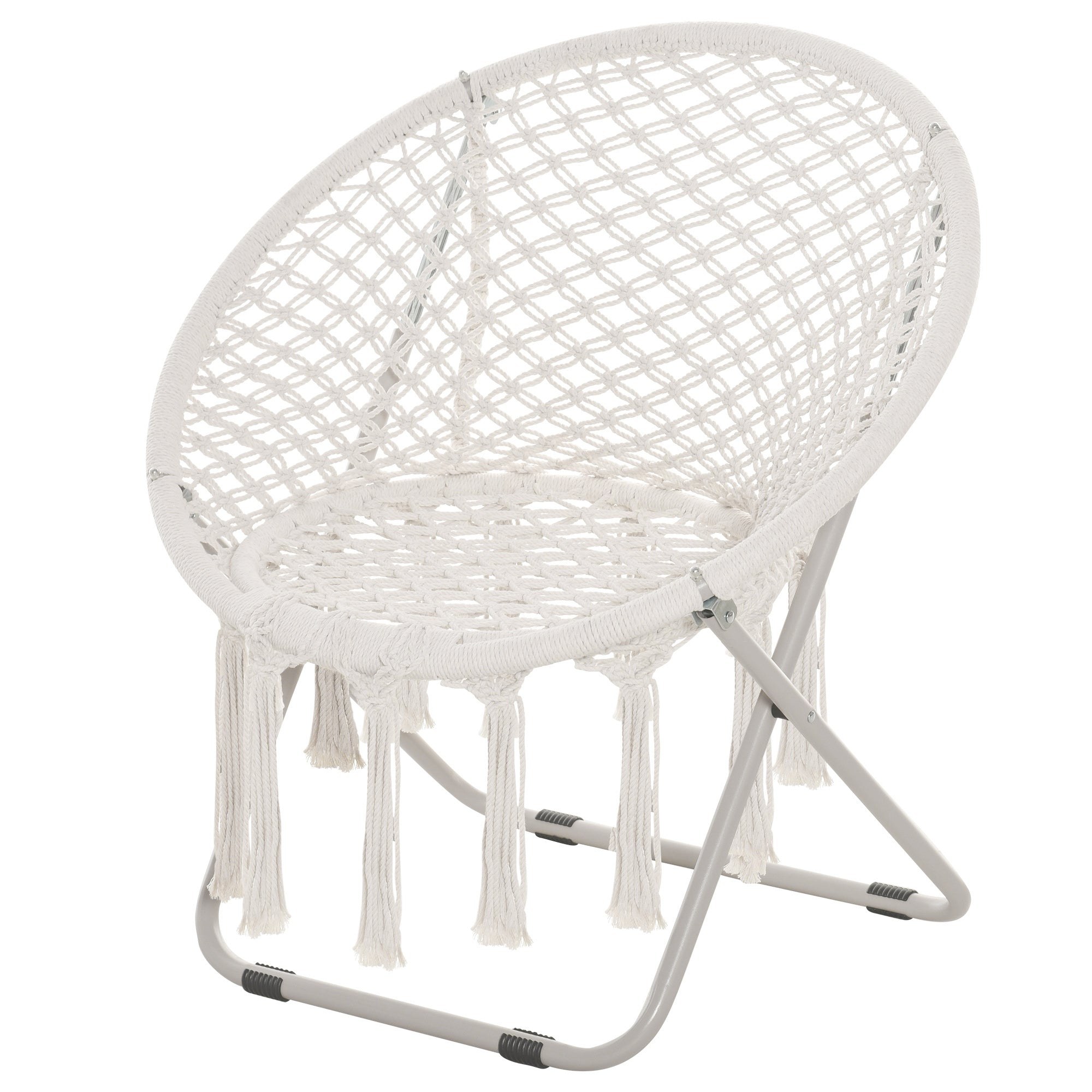 Hanging chair round garden moon chair papasan foldable great comfort macrame cotton polyester beige