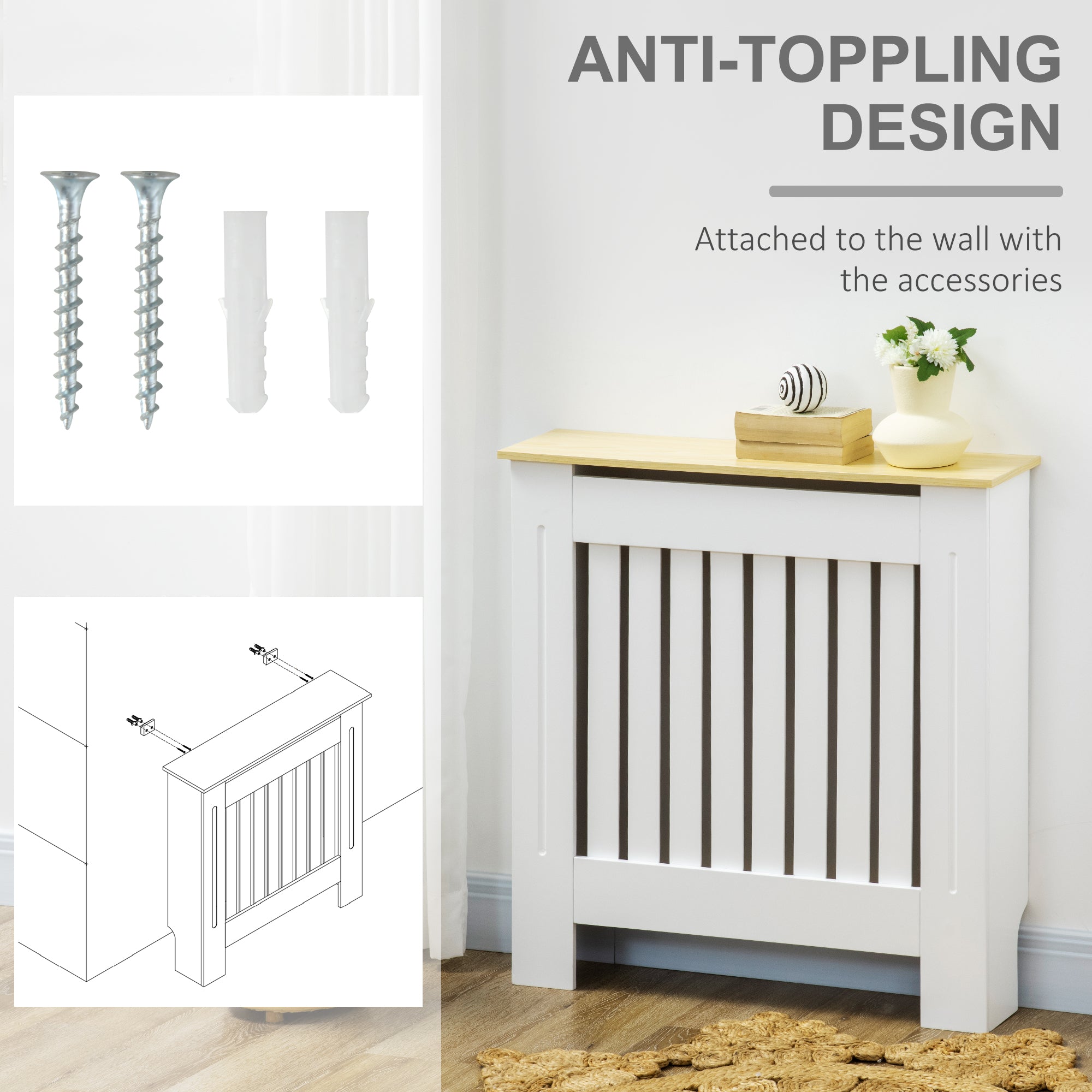 HOMCOM Cache-Radiateur 78x19x83 cm - Cache-Radiateur MDF pour Salon, Chambre, Couloir Blanc