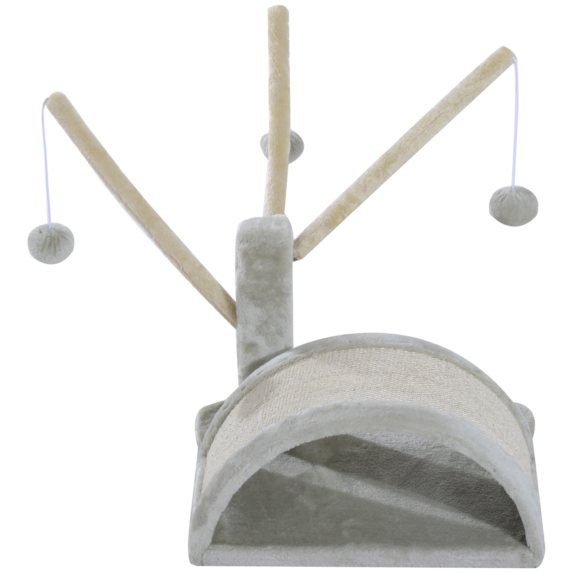 40cm Cat Scratching Post Small Cat Tower with Cave, 2 Play Balls, Scratching Mat, Cat Scratching Tree, Climbing Tree, for Small & Large Cats, Light Gray